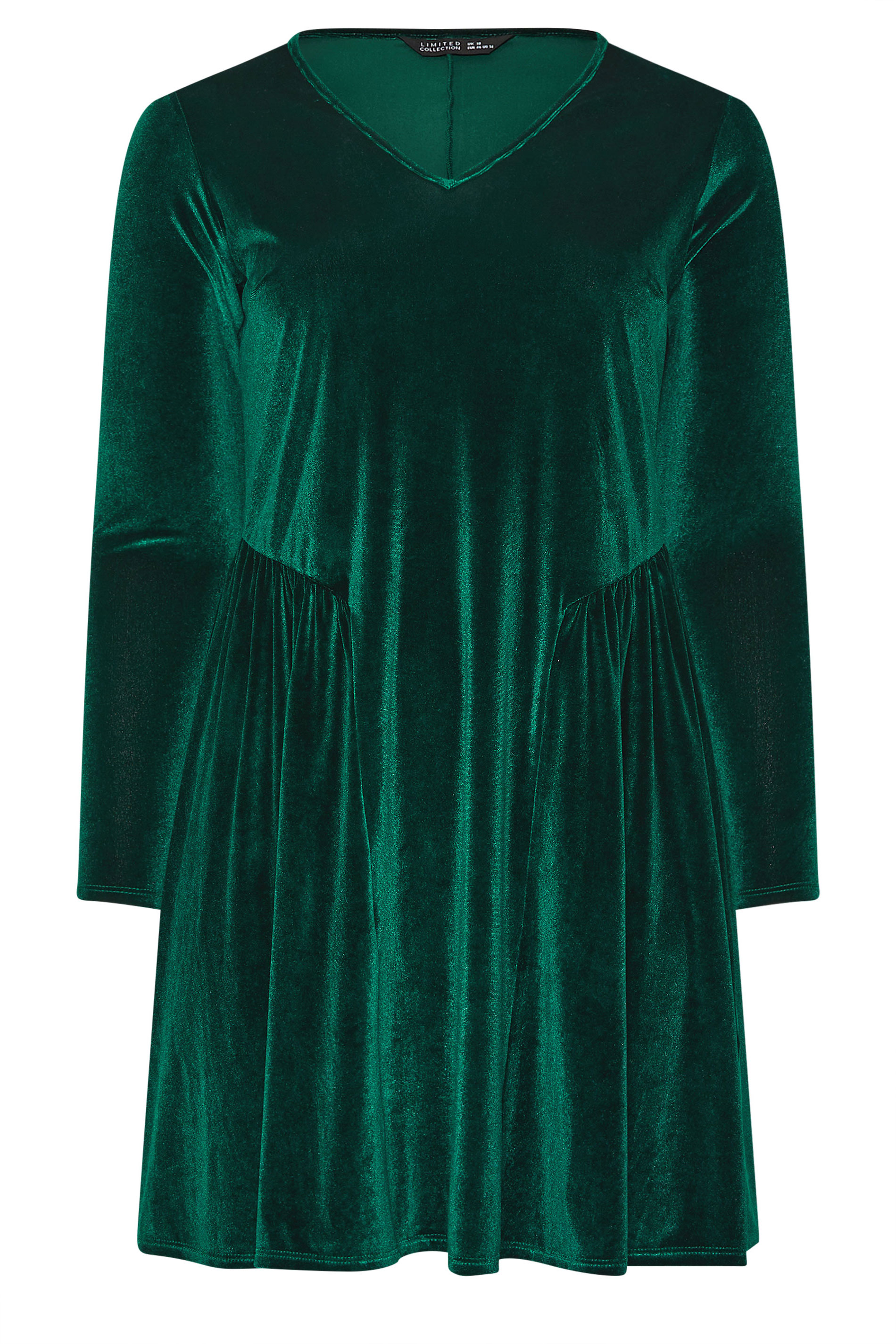 LIMITED COLLECTION Plus Size Forest Green Velvet Skater Dress | Yours Clothing 5