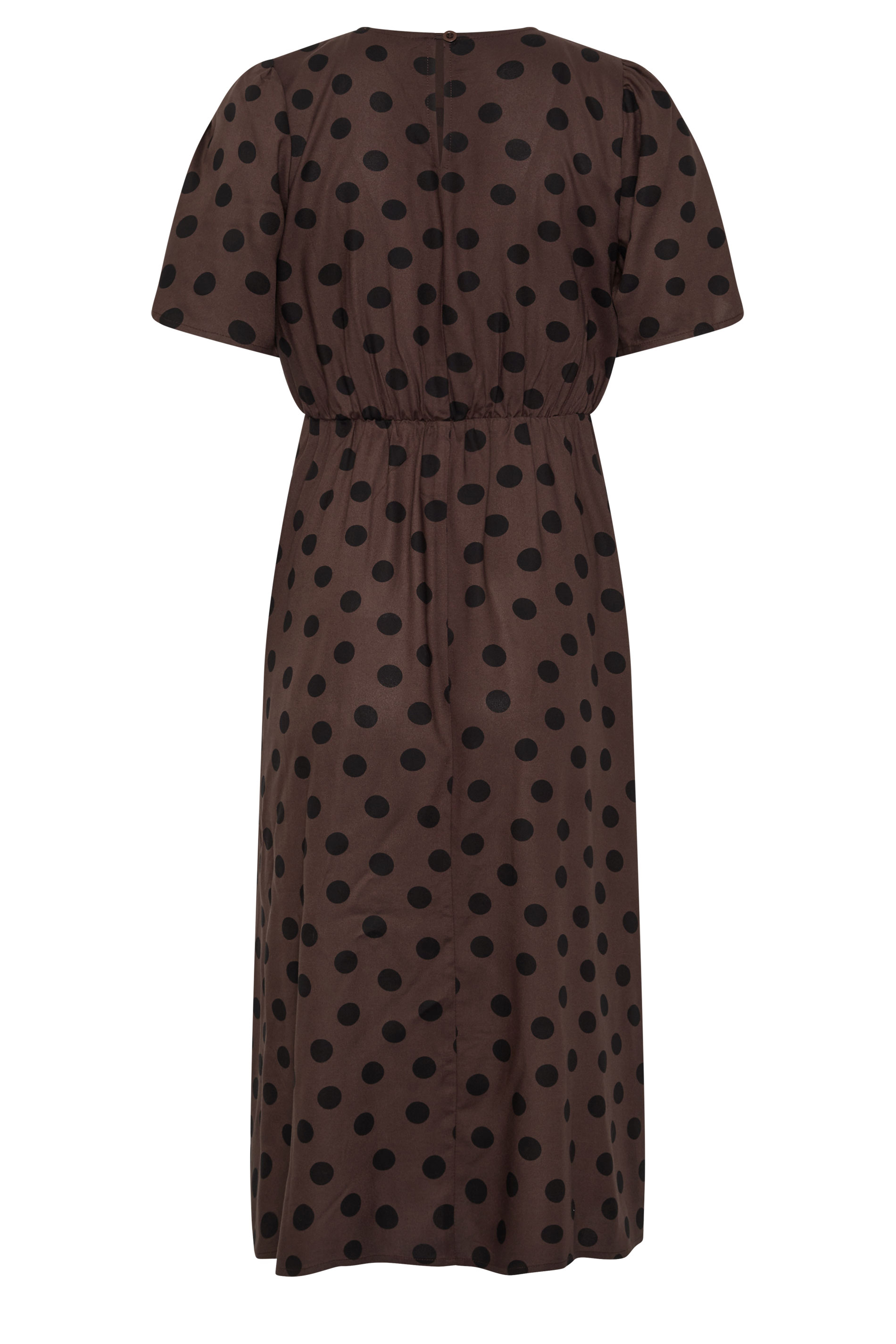 M&Co Brown Polka Dot Tulip Sleeve Dress | M&Co 2