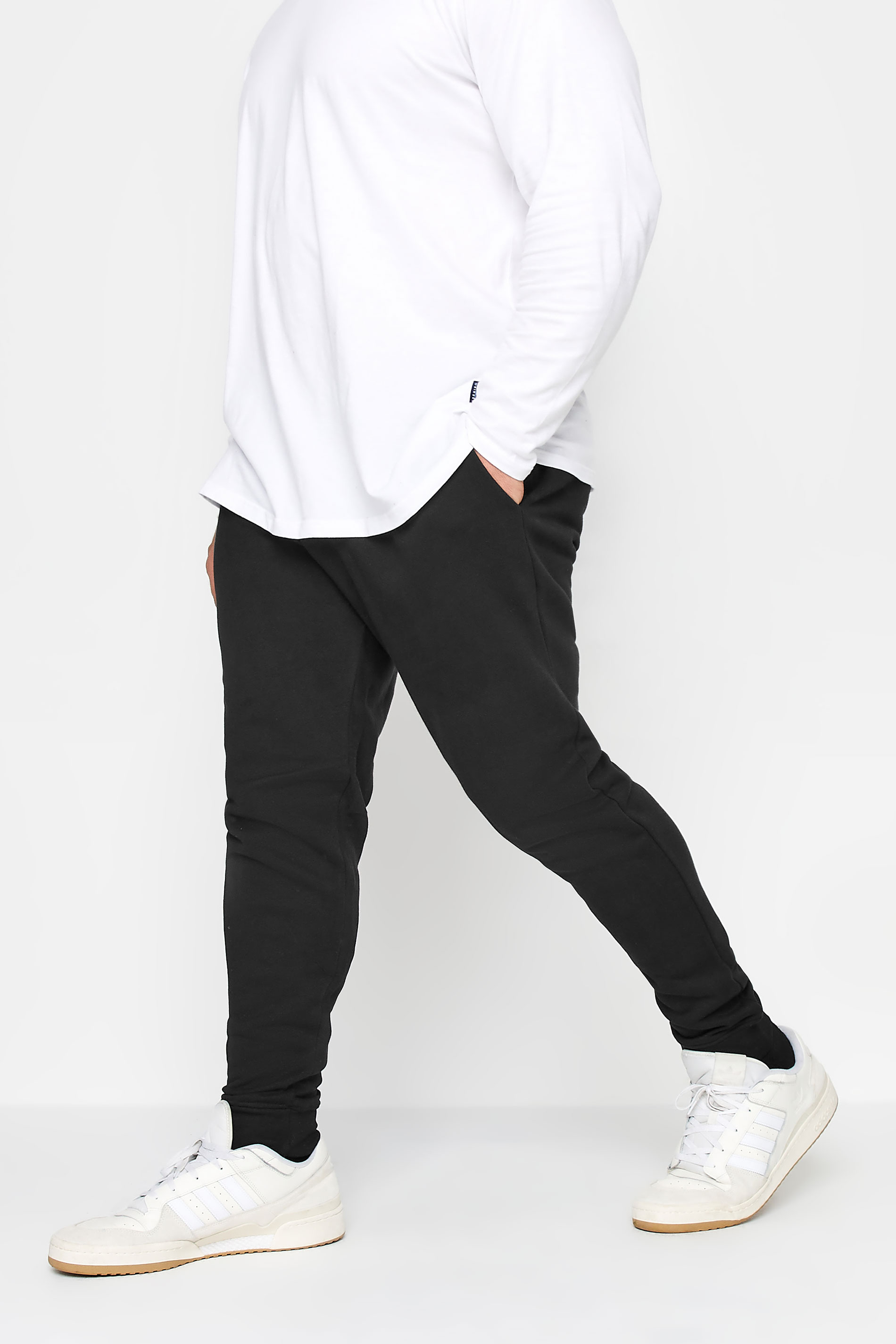 D555 Big & Tall Black Cuffed Joggers | BadRhino  1
