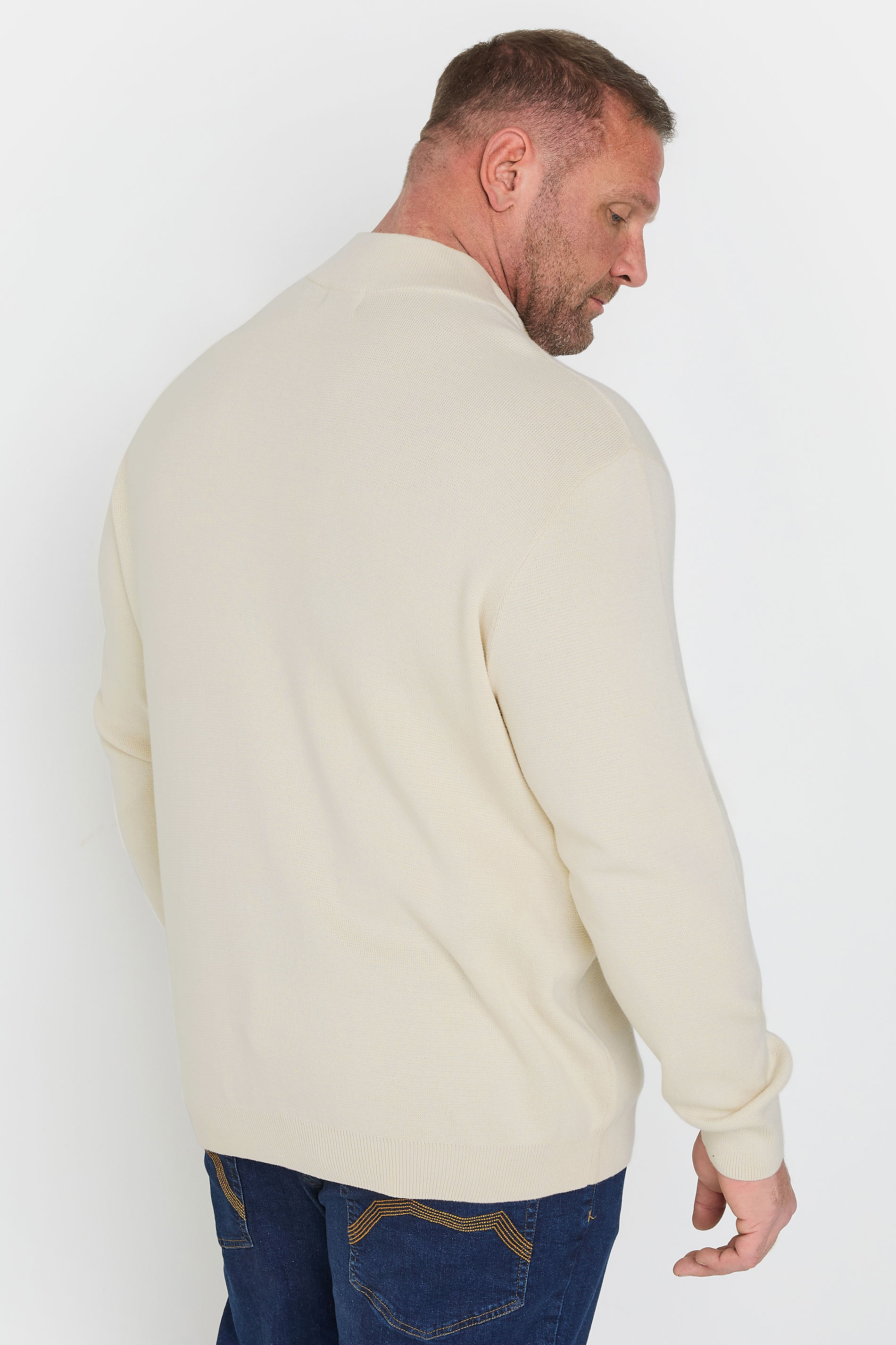 BadRhino Big & Tall Cream Milano Quarter Zip Jumper | BadRhino 1