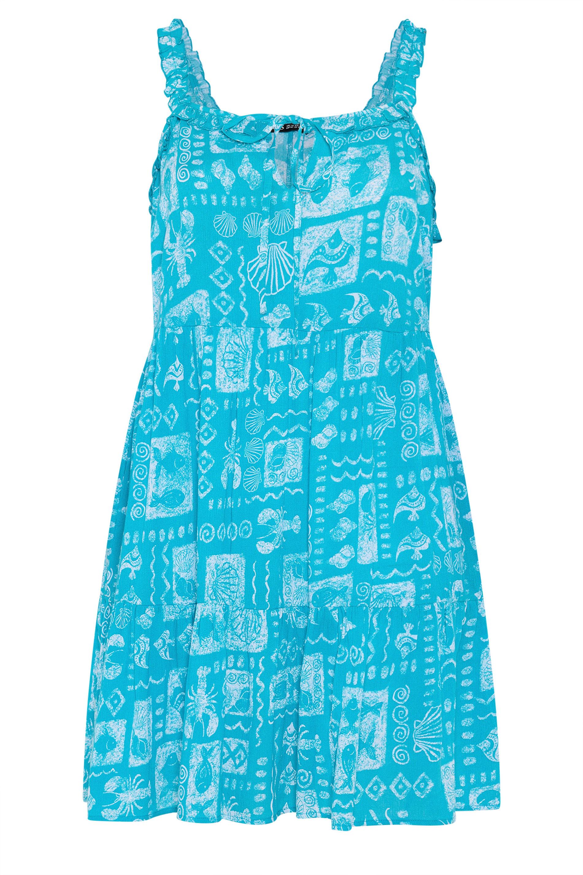 YOURS Plus Size Blue Mixed Shell Print Dress | Yours Clothing 7