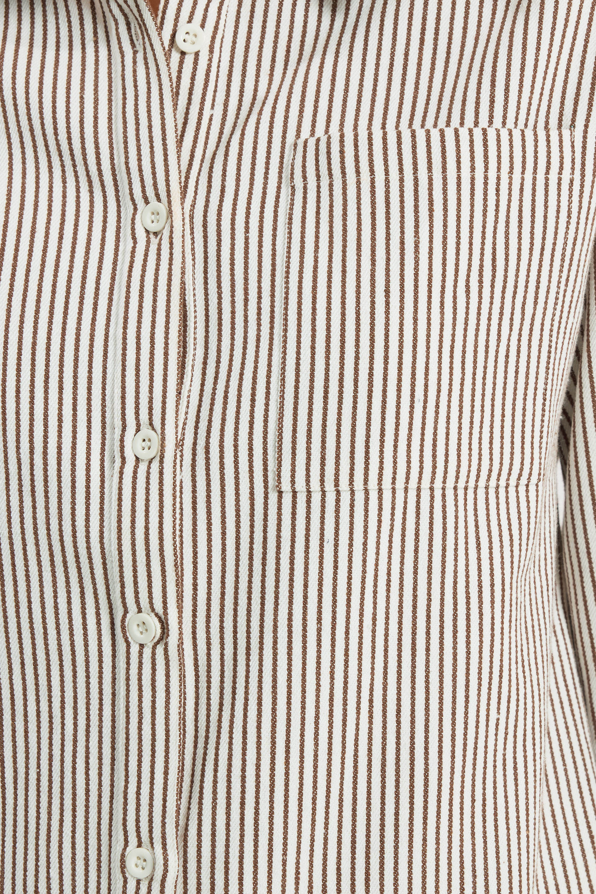 LTS Tall Women's Chocolate Brown & White Stripe Cotton Shirt | Long Tall Sally 5