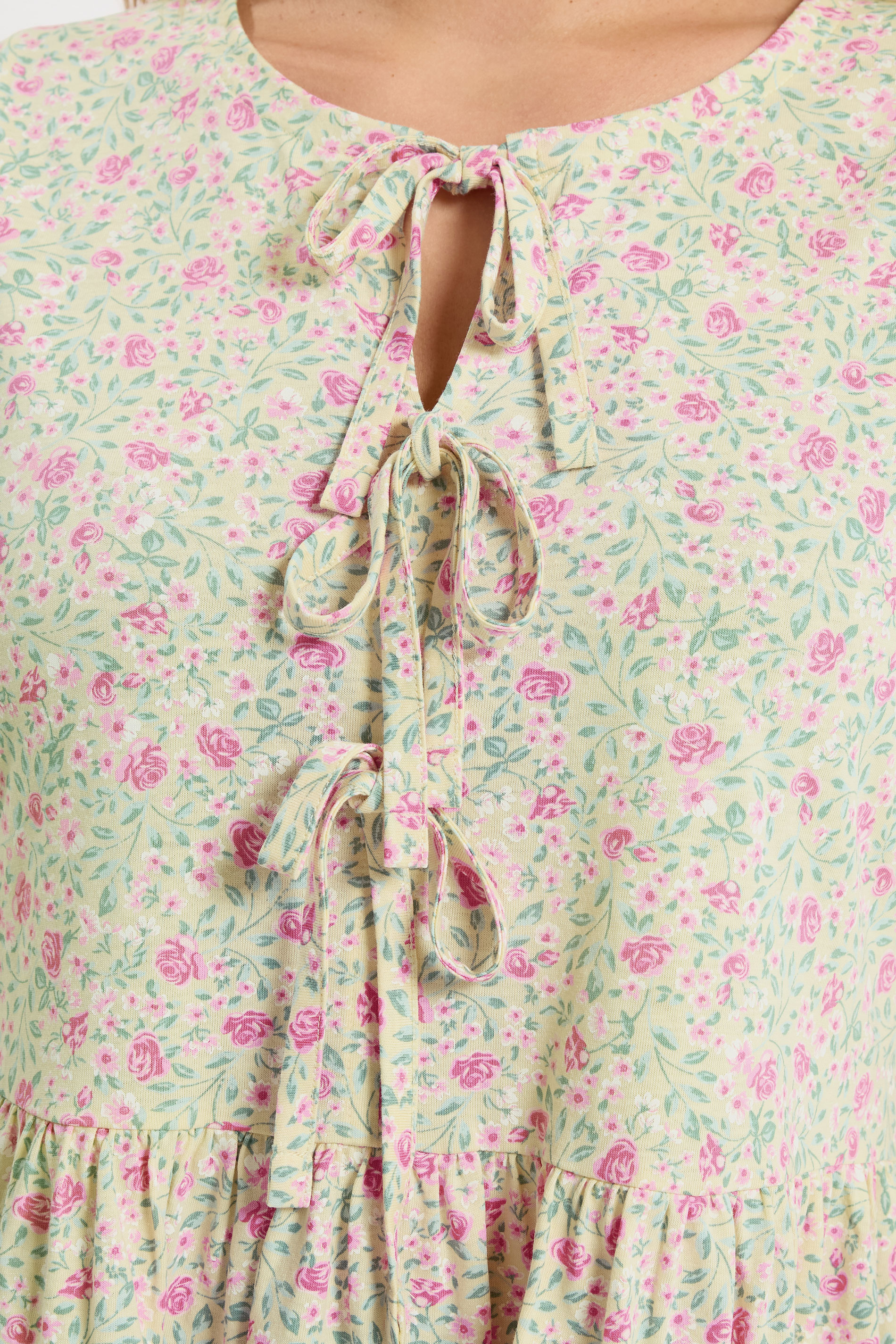 YOURS Plus Size Ivory White Floral Bow Front Peplum Top | Yours Clothing 5