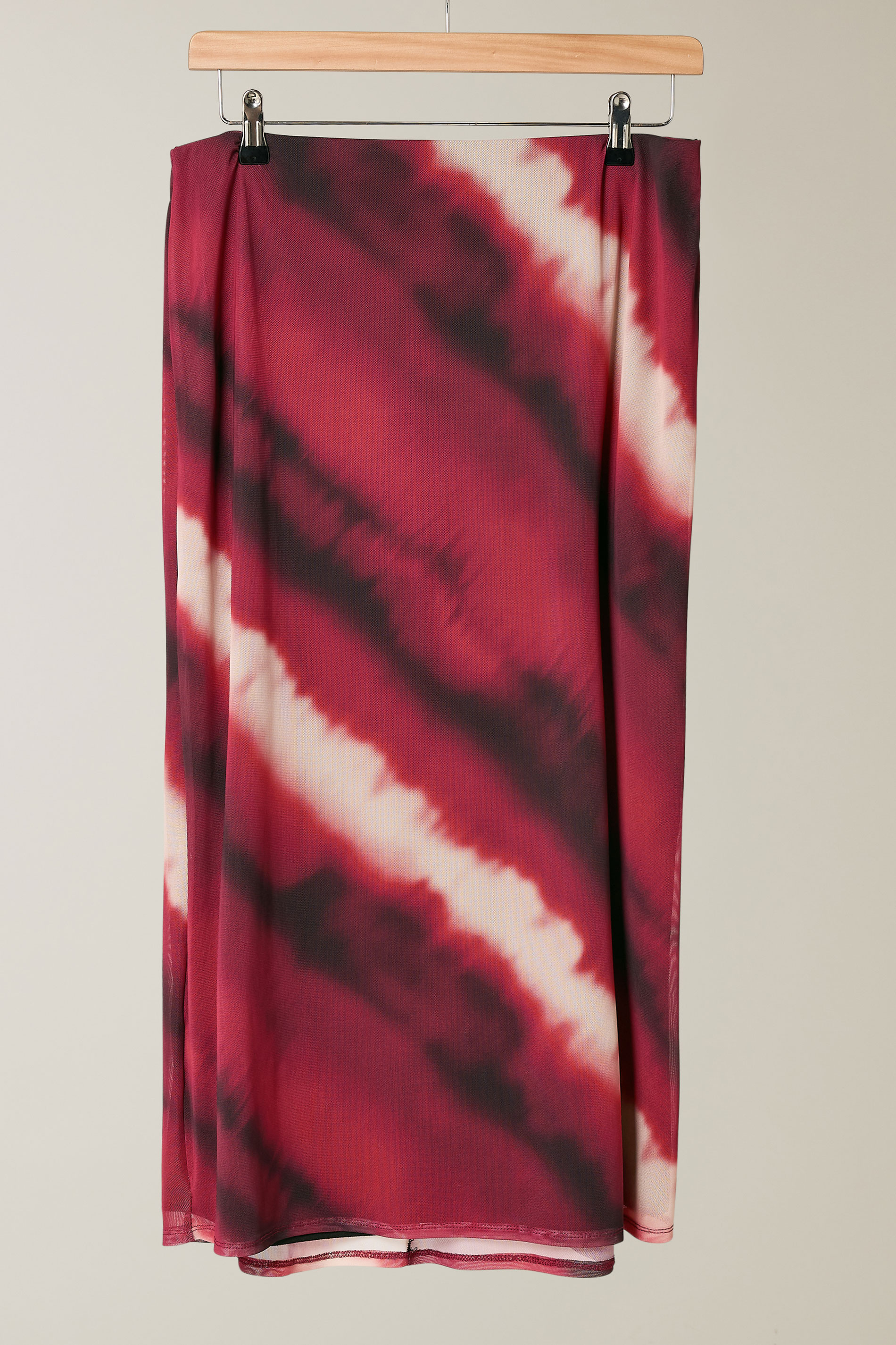 EVANS Plus Size Burgundy Red Abstract Print Mesh Midi Skirt | Evans  5