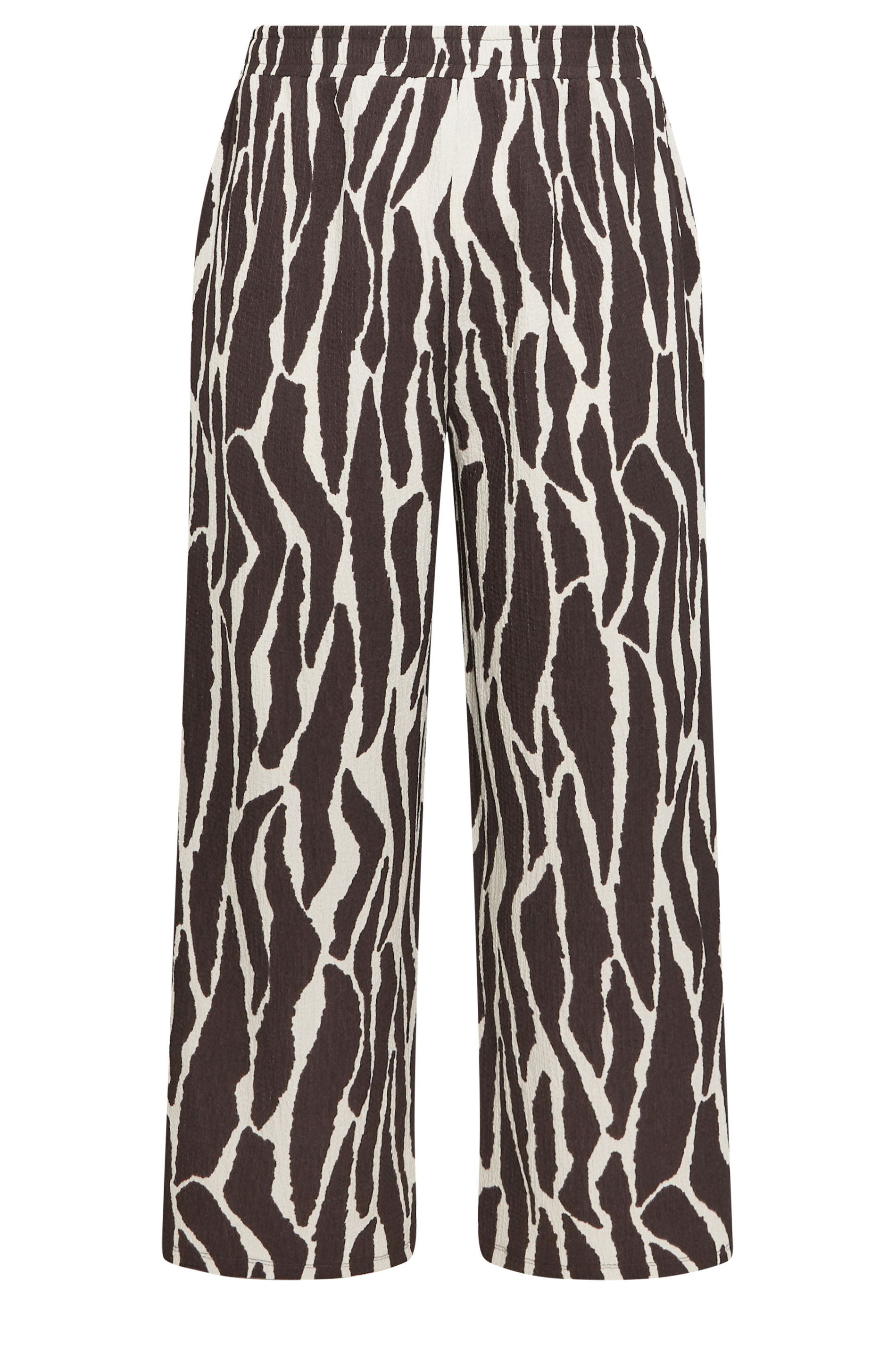 EVANS Plus Size Chocolate Brown Zebra Print Wide Leg Trouser | Evans 5