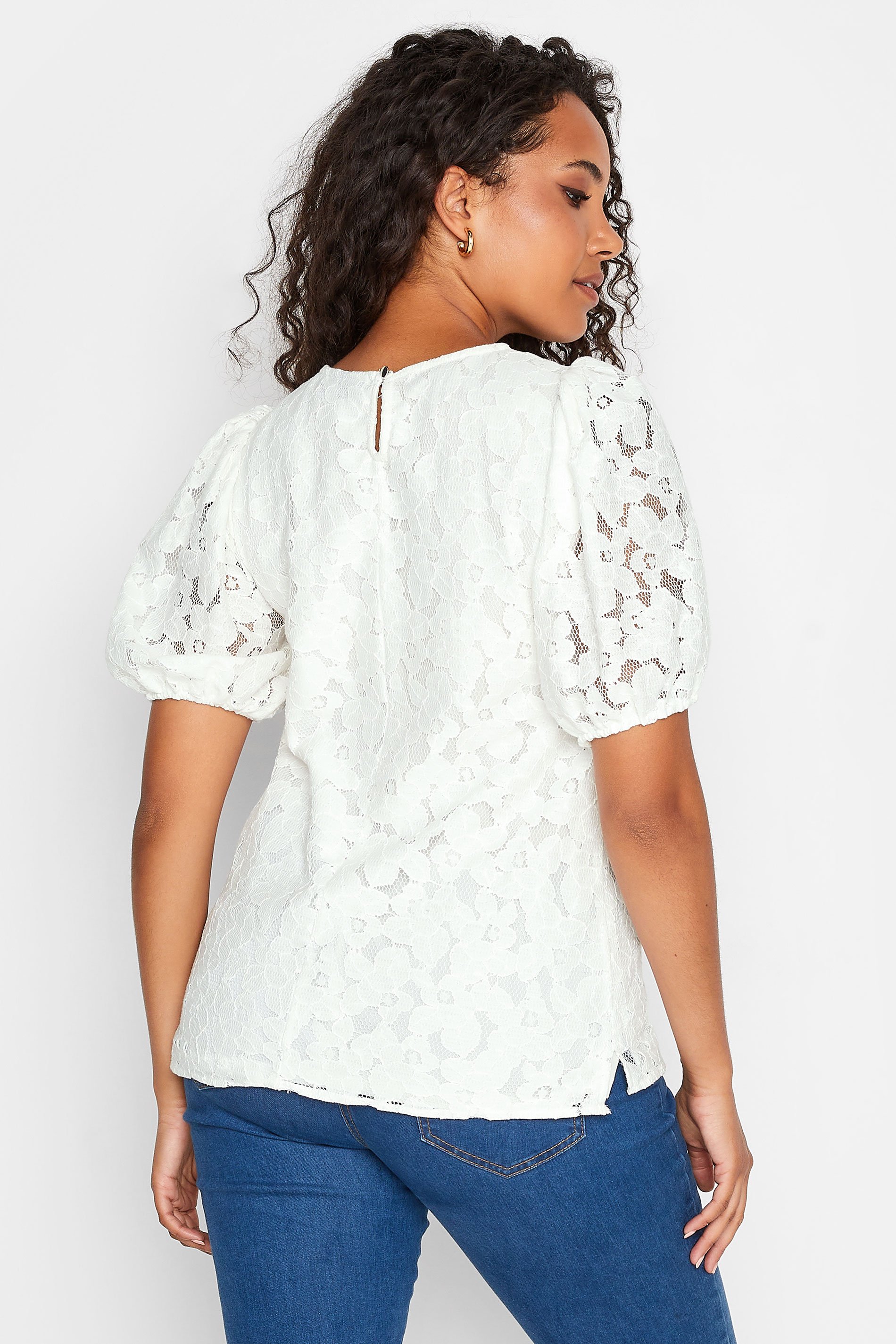 M&Co White Lace Puff Sleeve Blouse | M&Co 3