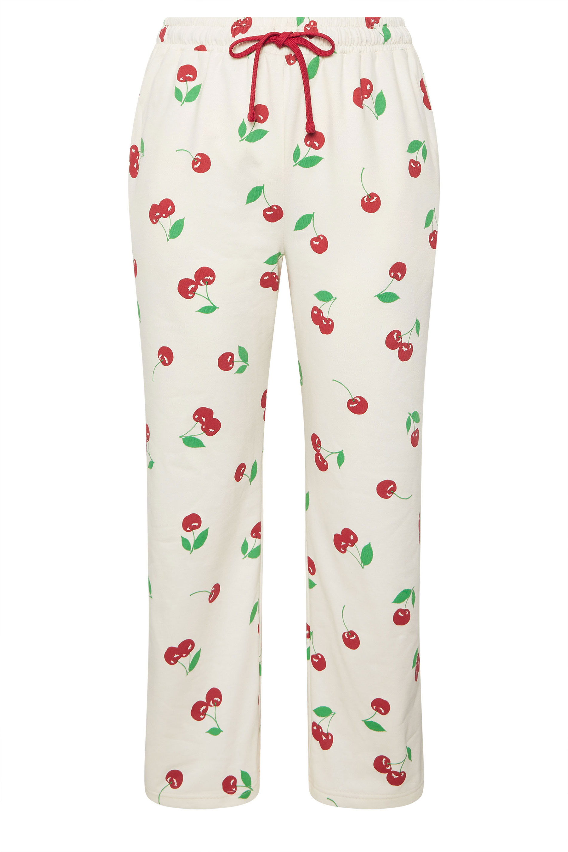 LIMITED COLLECTION Plus Size Cream Cherry Straight Leg Joggers | Yours Clothing 5