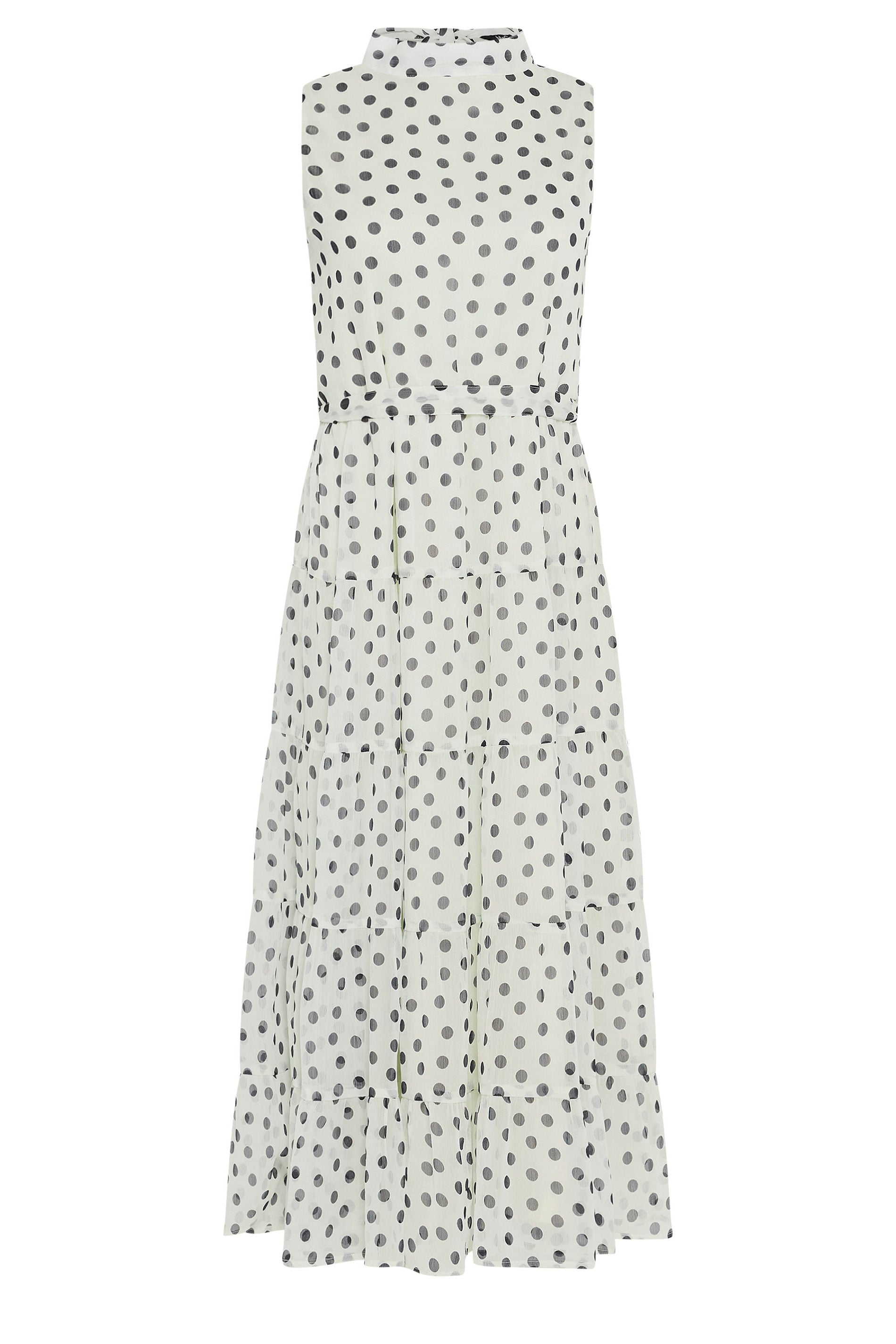 M&Co White Spot Print Tiered Chiffon Midi Dress | M&Co 6