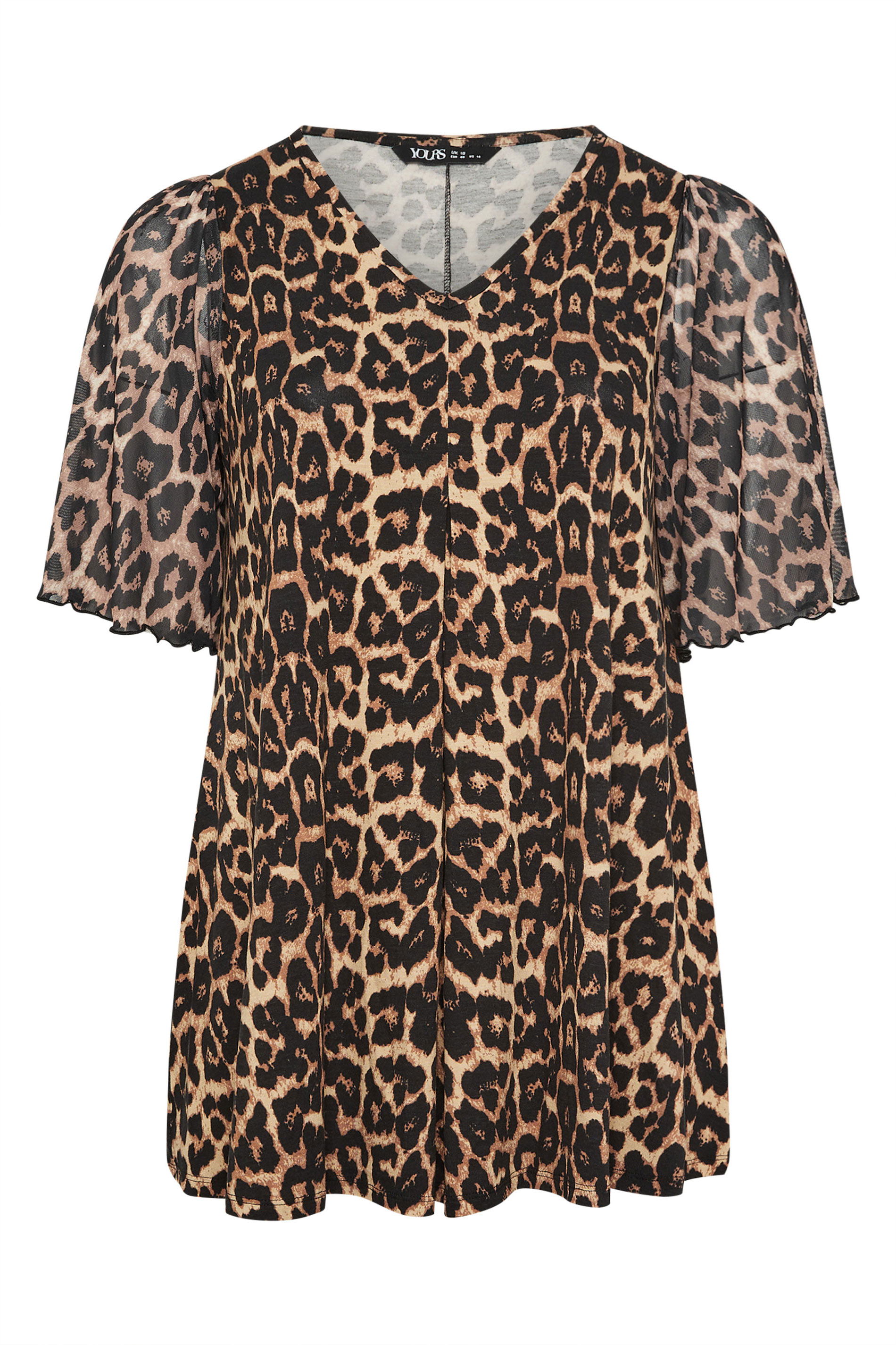YOURS Plus Size Brown Leopard Pleat Front Top | Yours Clothing 5