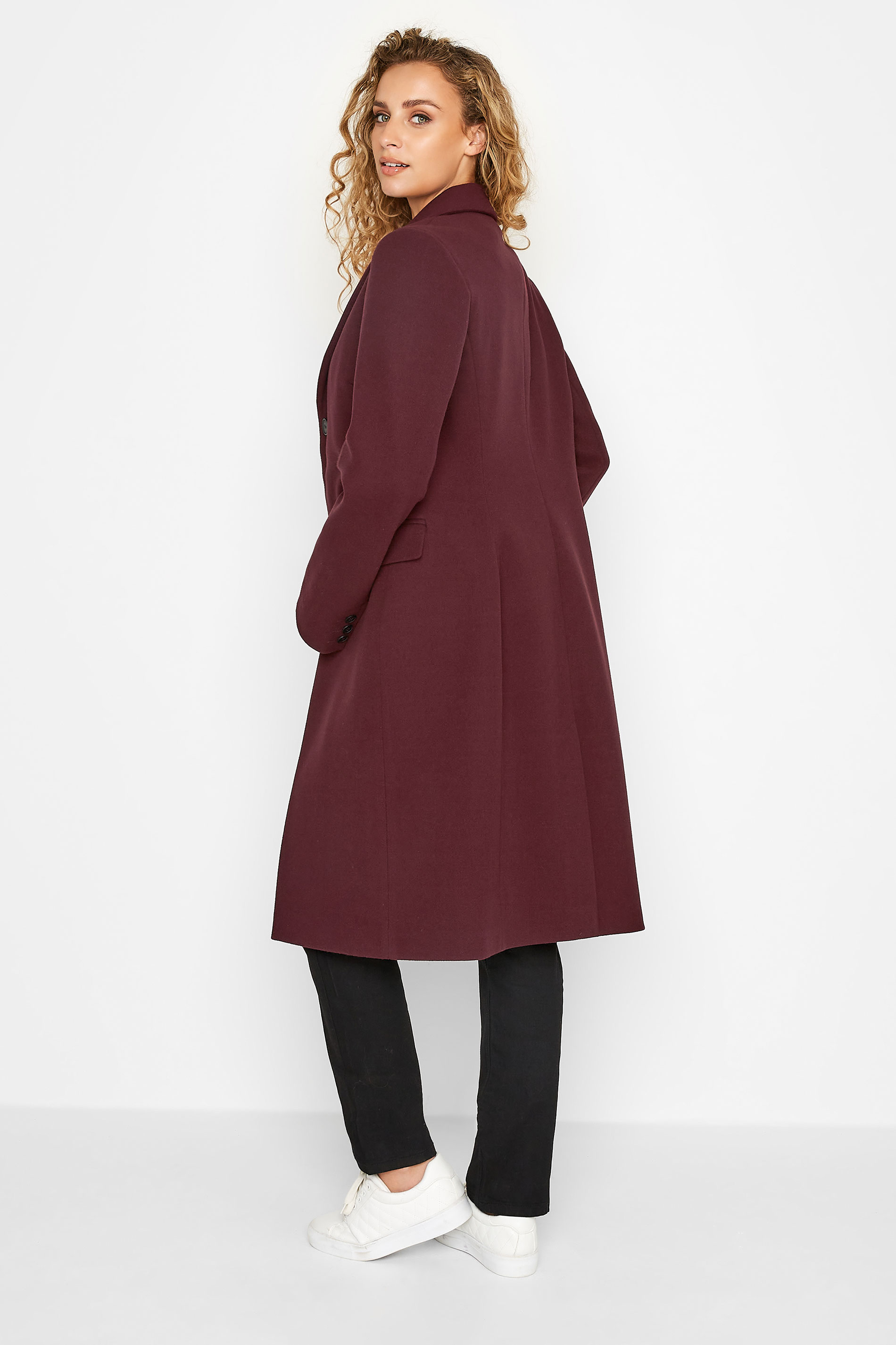 LTS Tall Women's Burgundy Red Midi Formal Coat | Long Tall Sally  3