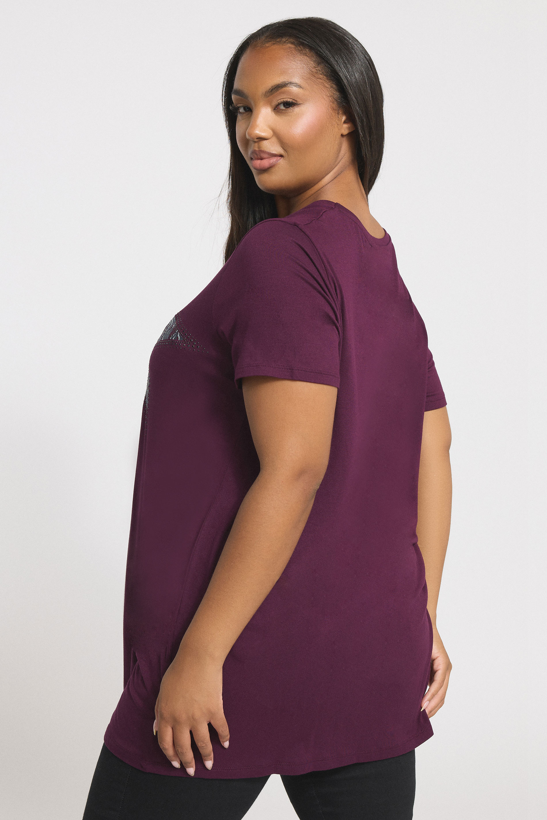 YOURS Plus Size Purple Star Print T-Shirt | Yours Clothing 2