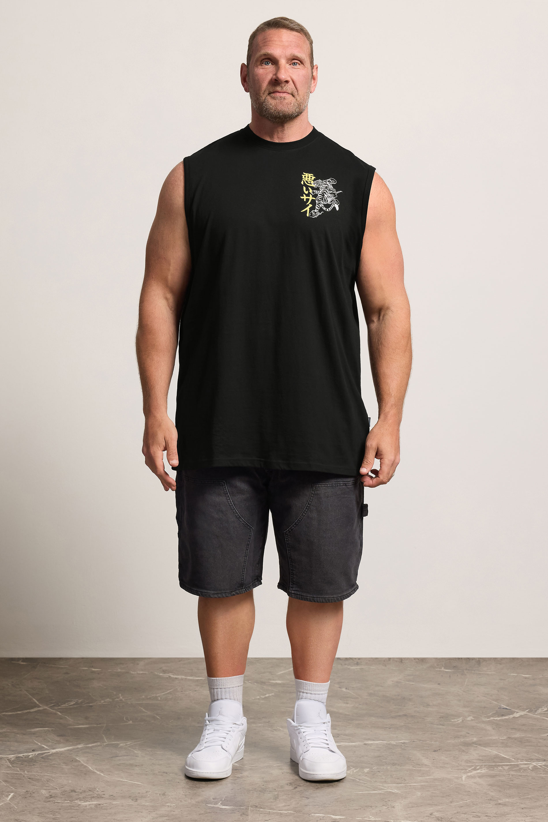 BadRhino Big & Tall Black Extra Long Tiger Graphic Muscle Vest | BadRhino 1