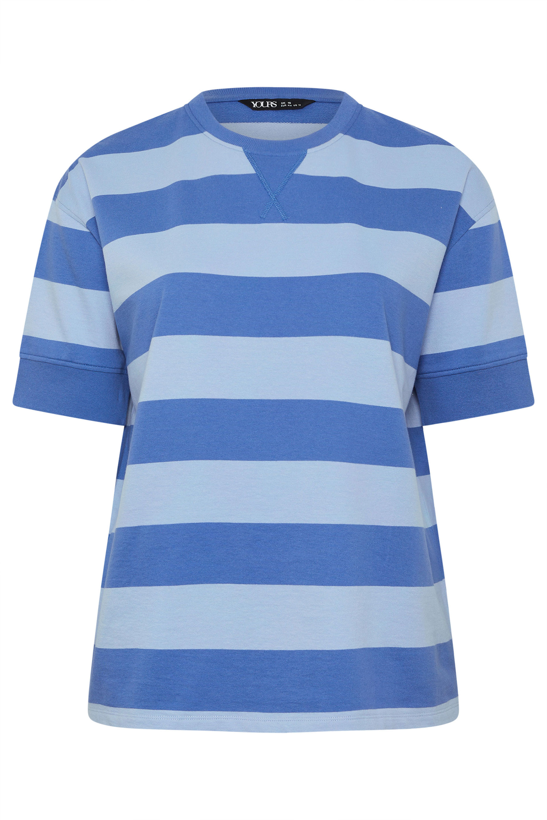 YOURS Plus Size Blue Stripe Heavyweight T-Shirt | Yours Clothing 5