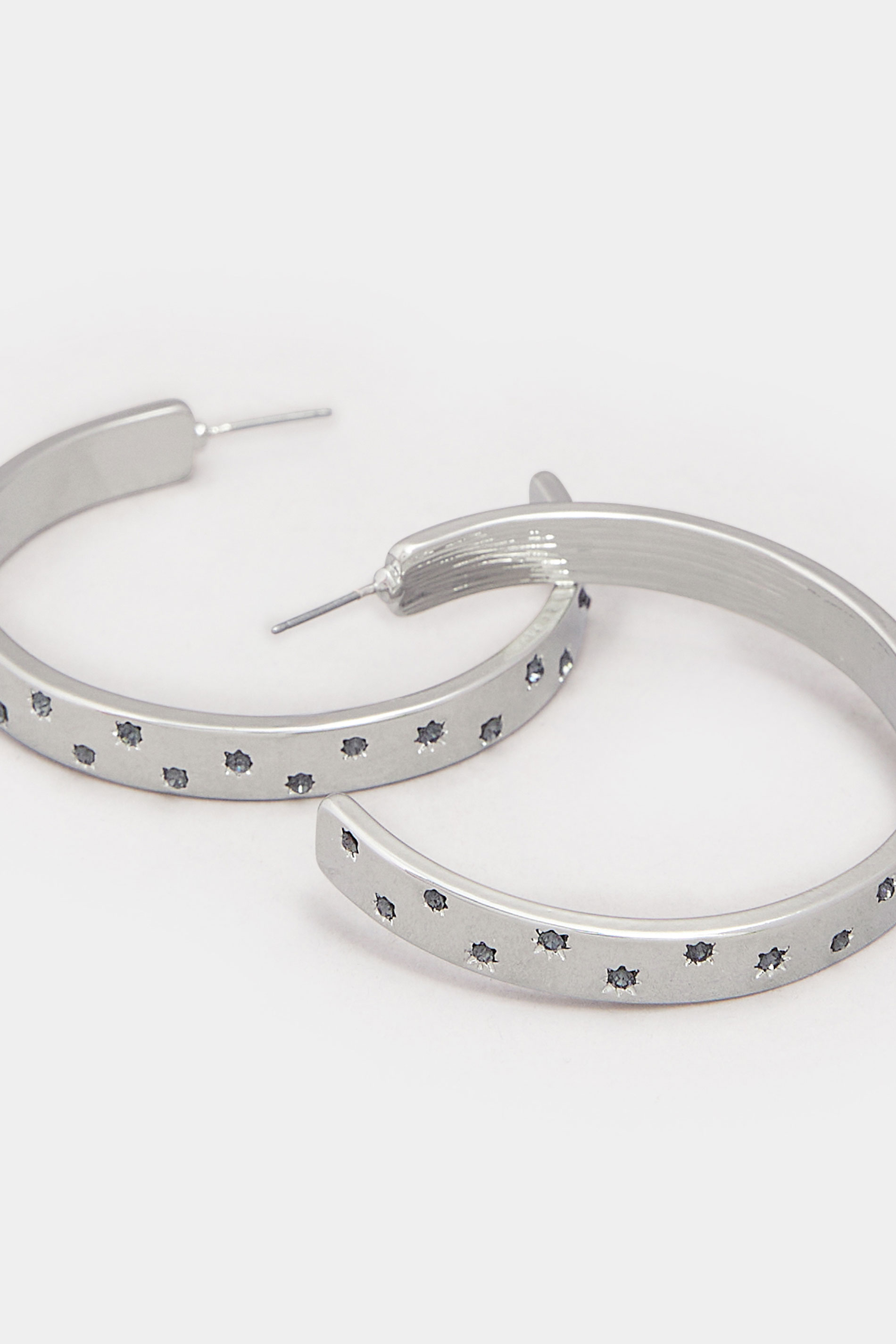 Silver Tone Star Diamante Hoop Earrings | Yours Clothing 2