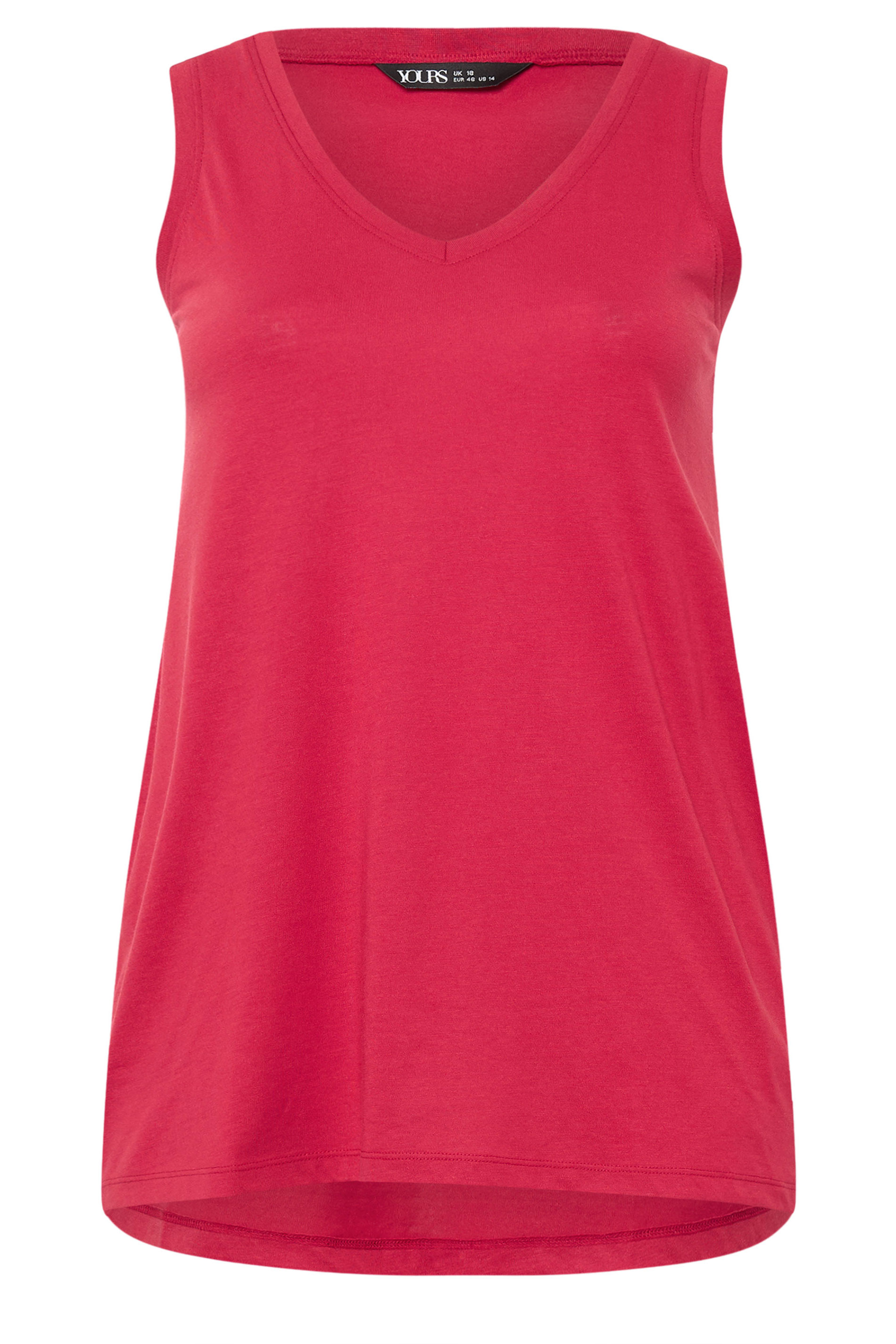 YOURS Plus Size Red V-Neck Core Vest Top | Yours Clothing 5