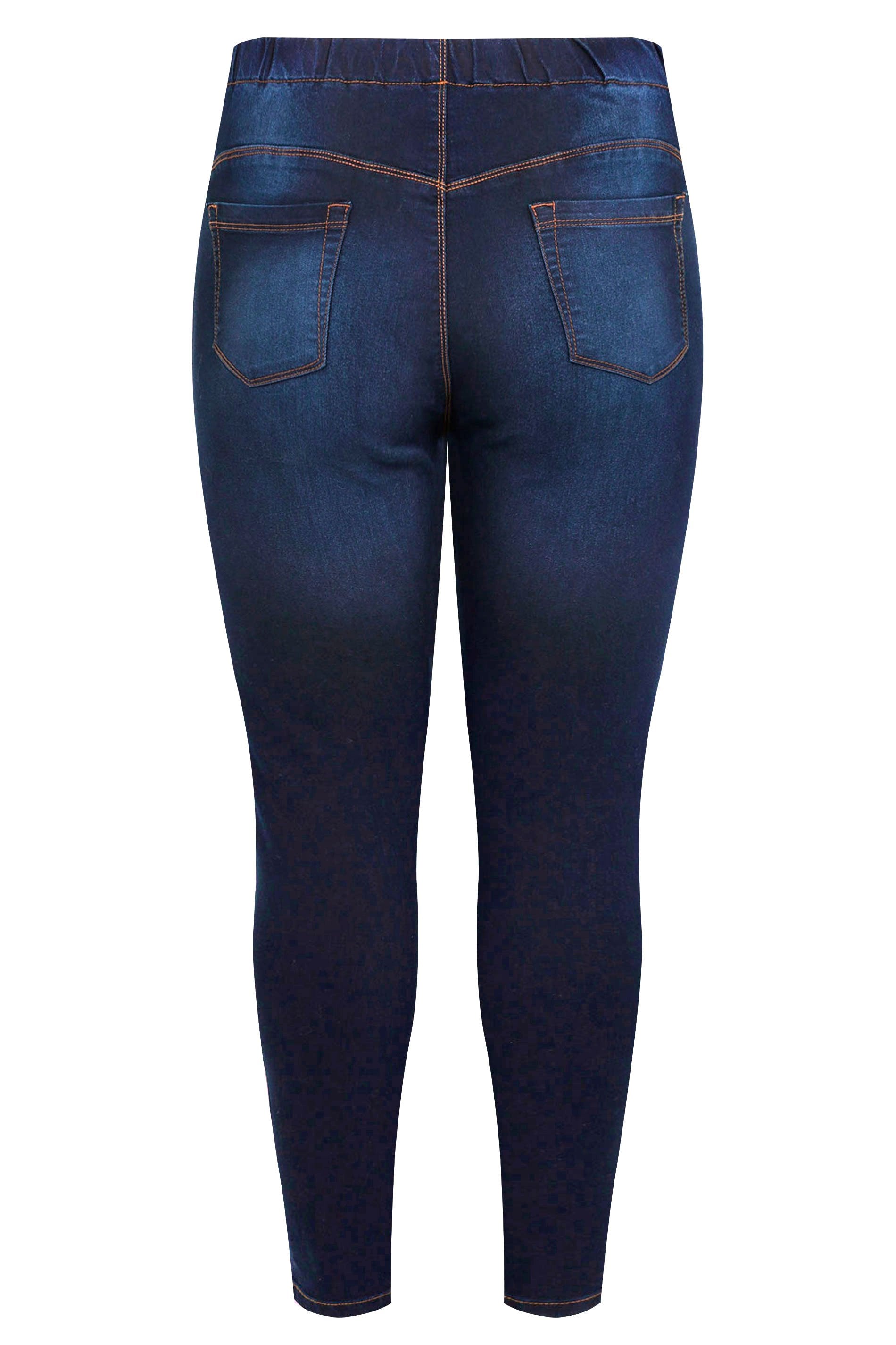 Plus Size Indigo Blue Pull On Bum Shaper LOLA Jeggings | Yours Clothing 7