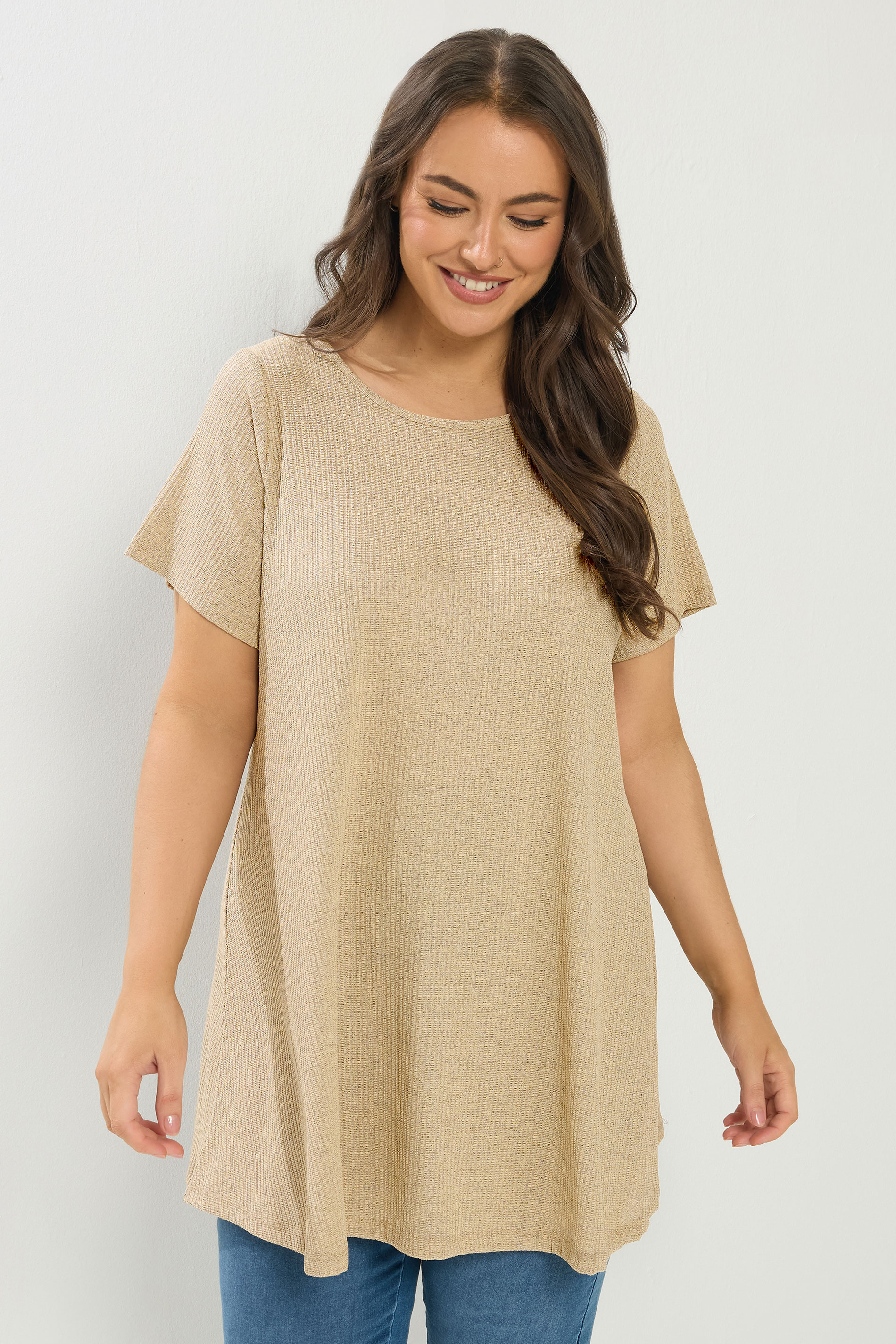 YOURS Plus Size Light Blue Ribbed Soft Touch T-Shirt | Yours Clothing 3