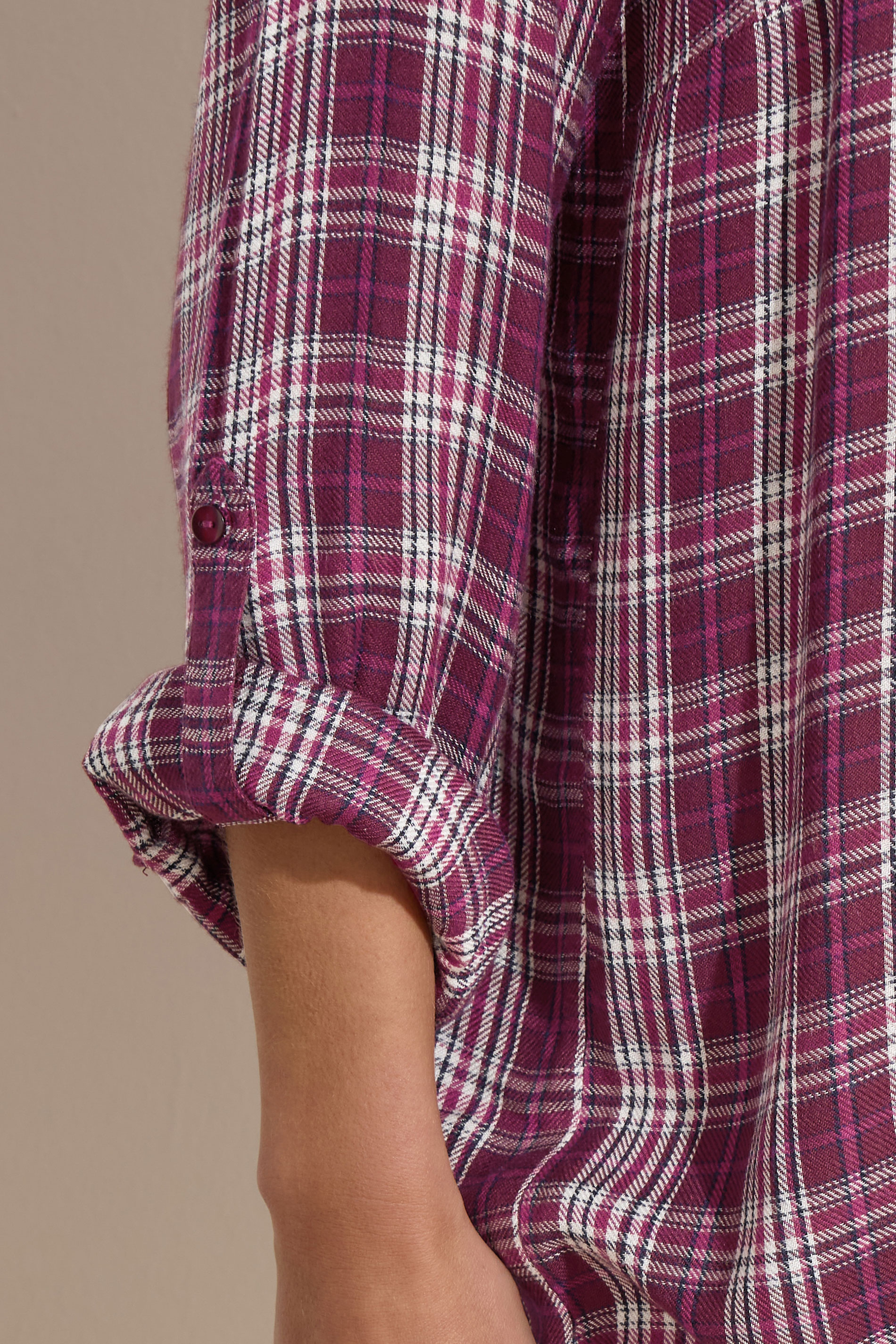 M&Co Berry Purple & White Checked Shirt | M&Co 4