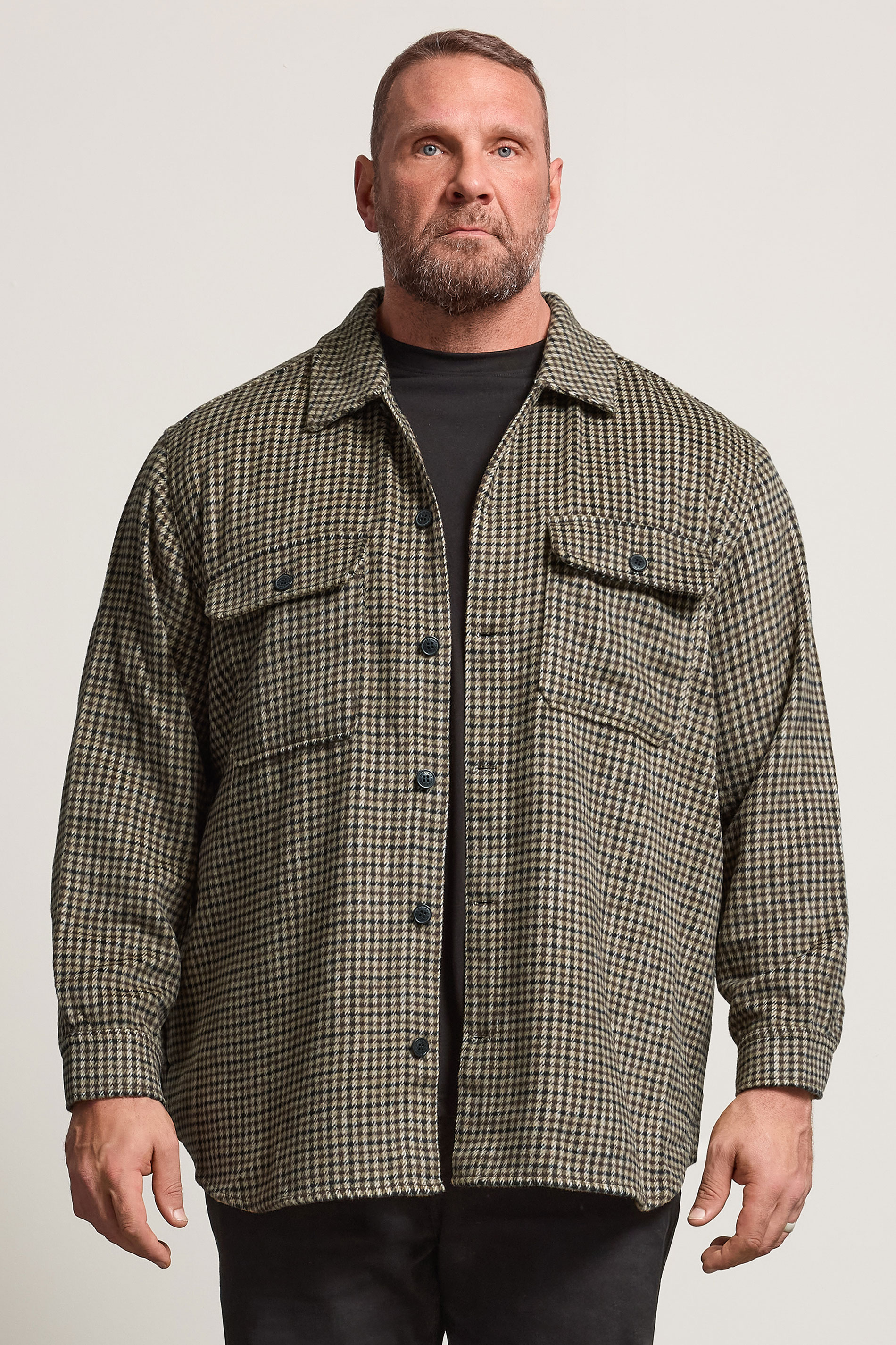 JACK & JONES Big & Tall Black Check Long Sleeve Overshirt | BadRhino 3