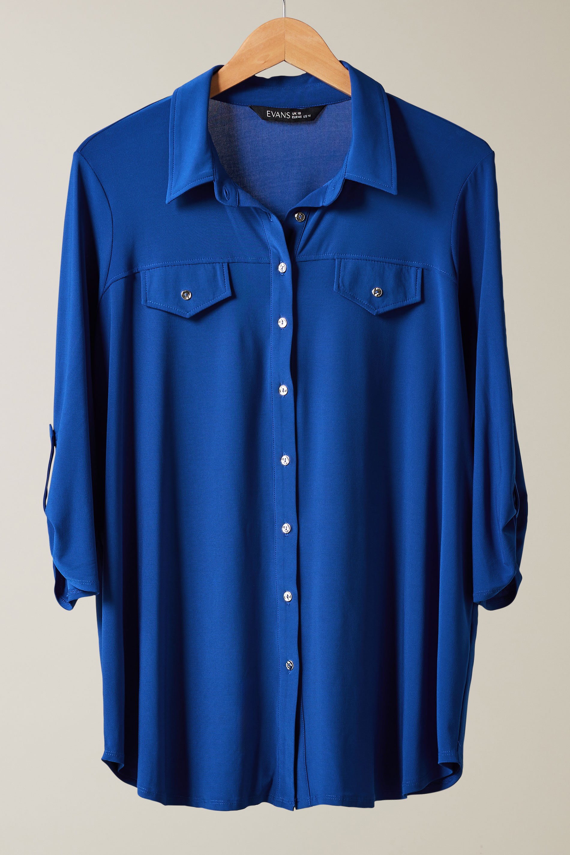 EVANS Plus Size Cobalt Blue Tab Sleeve Blouse | Evans  5
