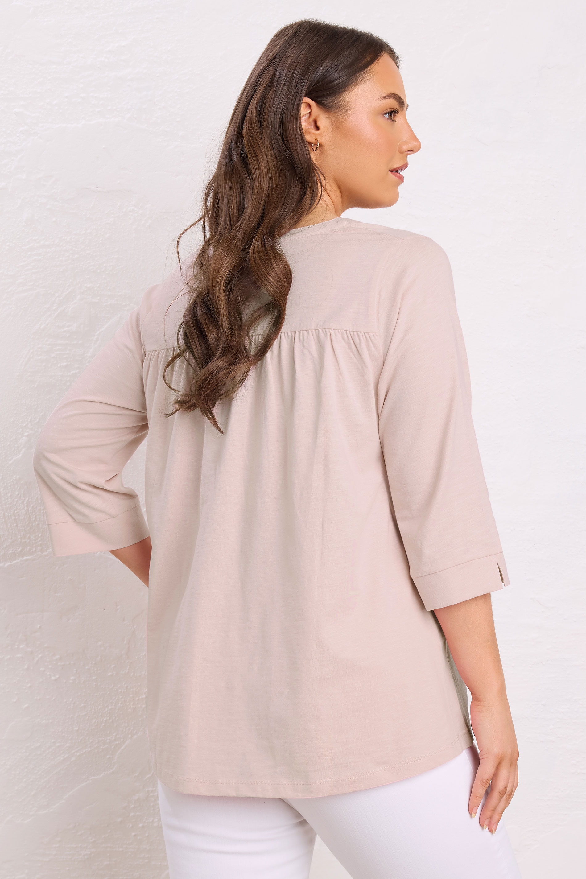 EVANS Plus Size Pink Pleat Front Henley Top | Evans 2