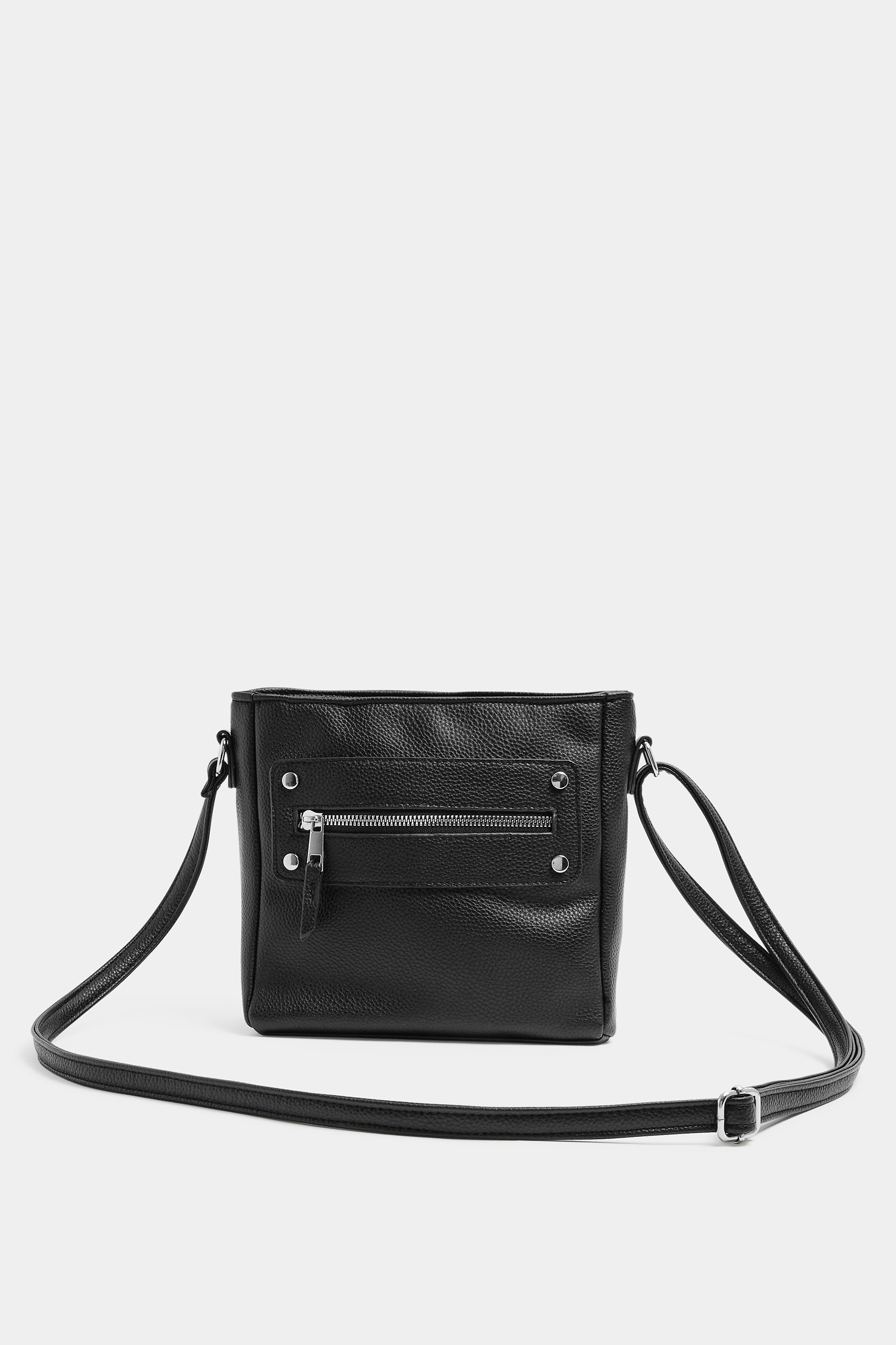 Black Faux Leather Zip Front Cross Body Bag | Yours Clothing 3