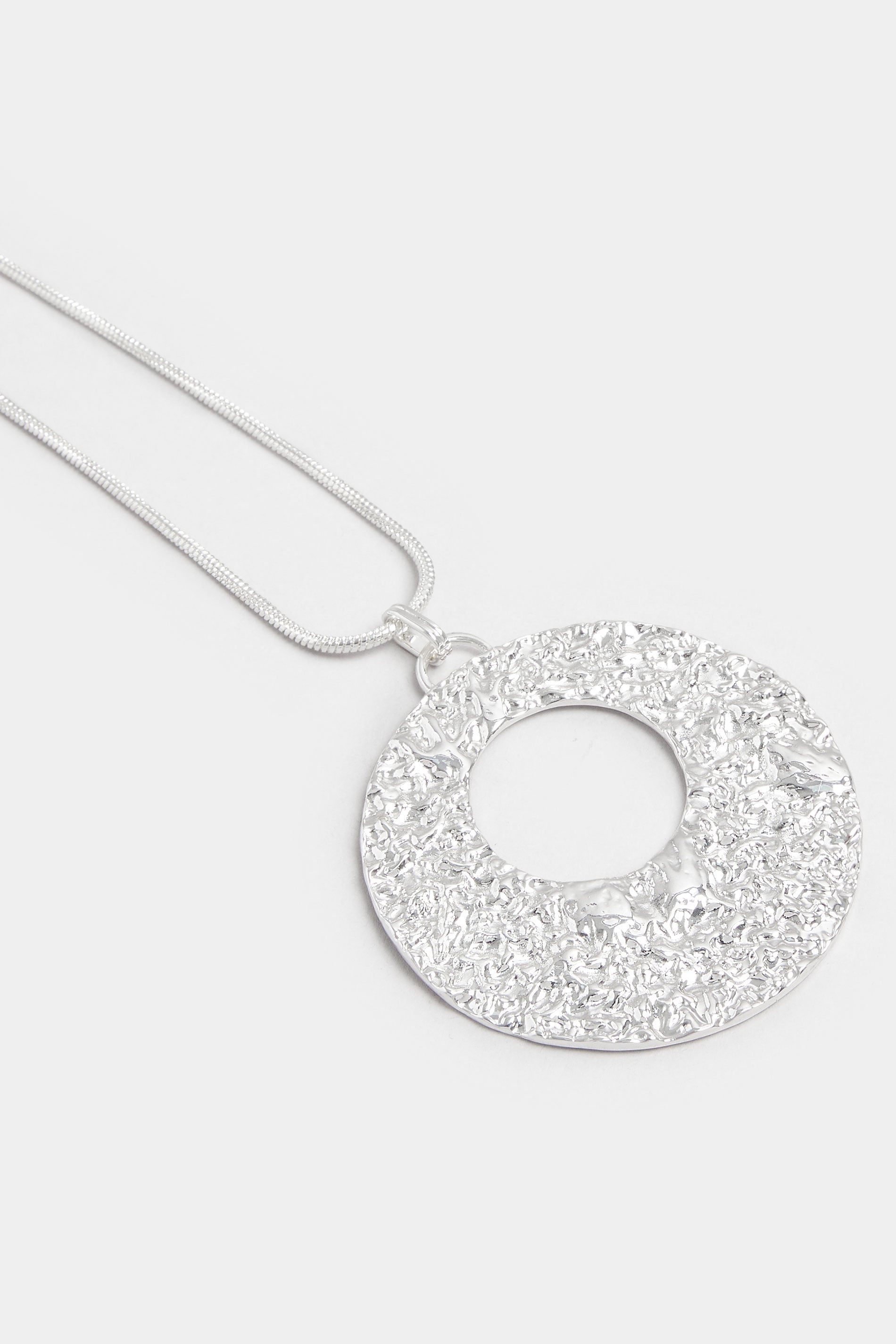 Silver Tone Adjustable Chain Disc Necklace | Yours Clothing 2