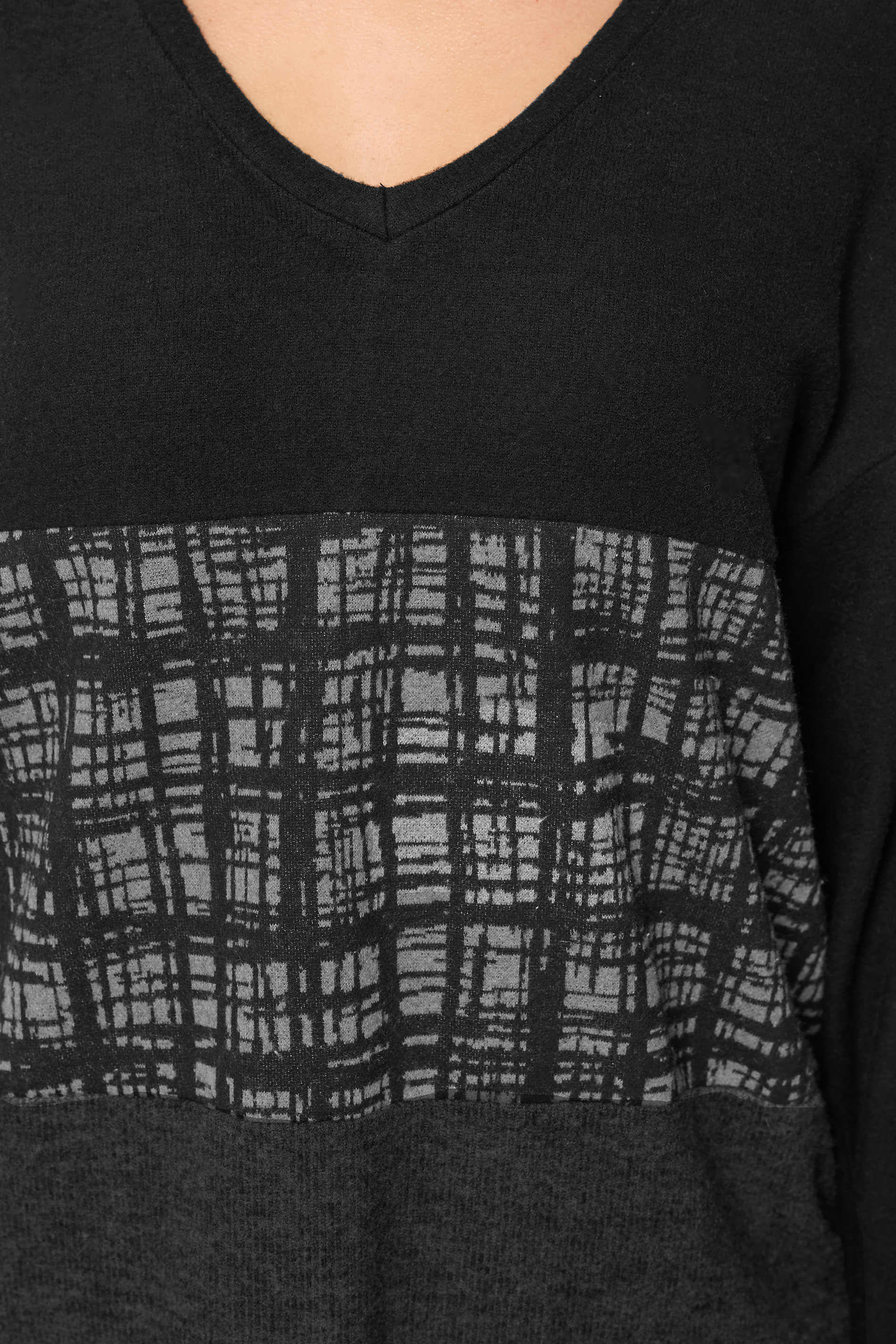YOURS Plus Size Black Colourblock Soft Touch Top | Yours Clothing 4