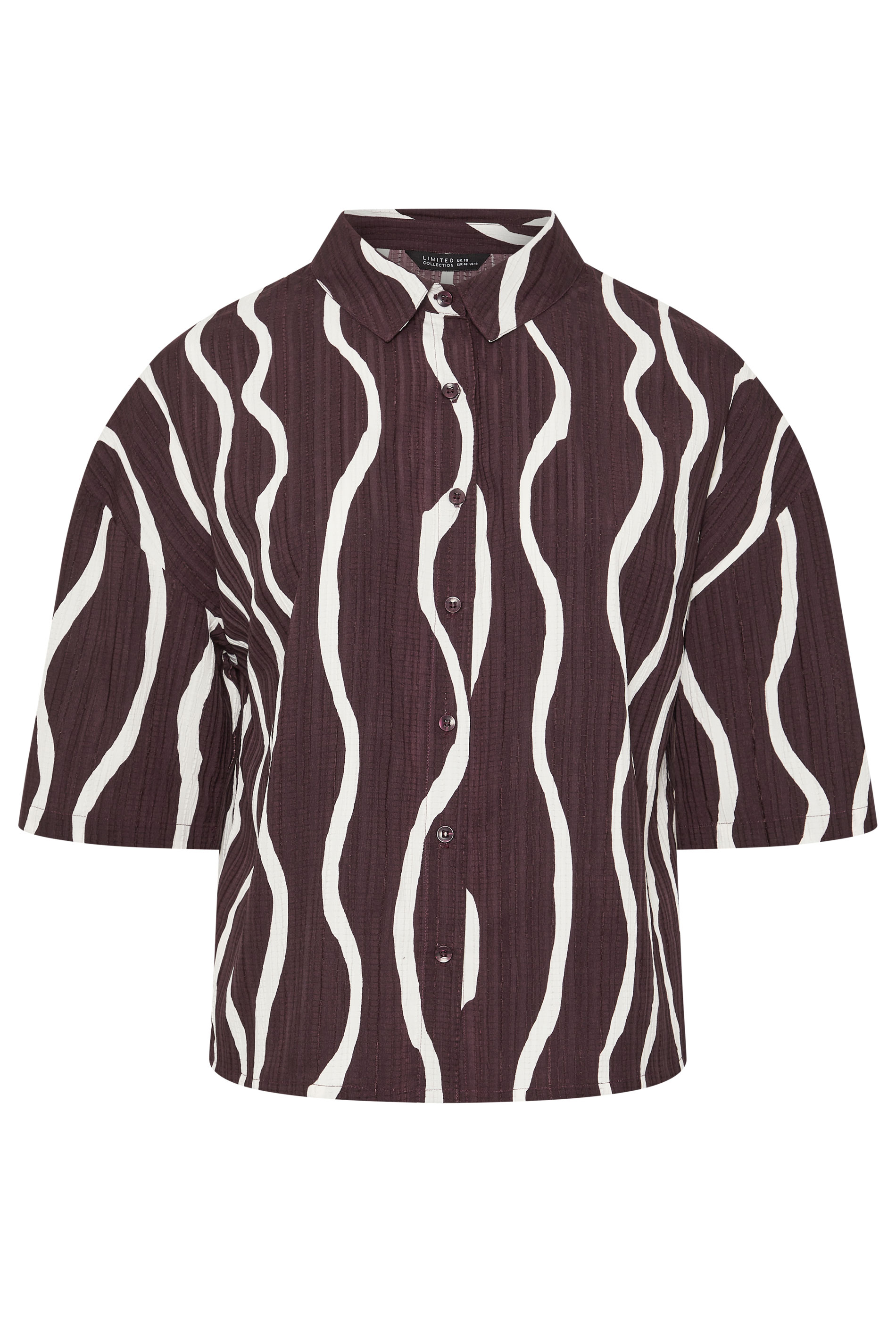 LIMITED COLLECTION Plus Size Brown Wavy Print Boxy Shirt | Yours Clothing 5