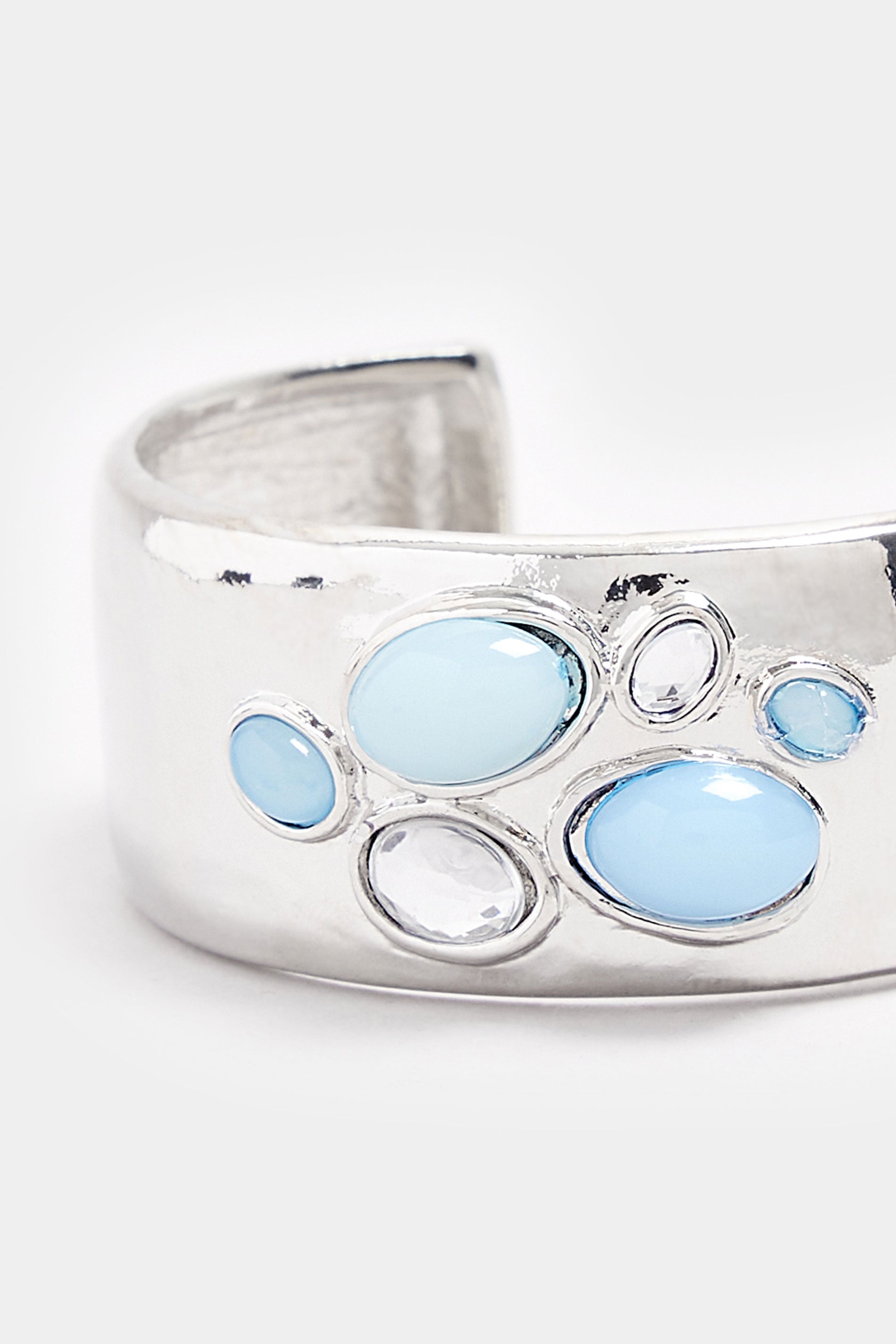 Silver Tone Stone Cuff Bracelet | Yours Clothing 2