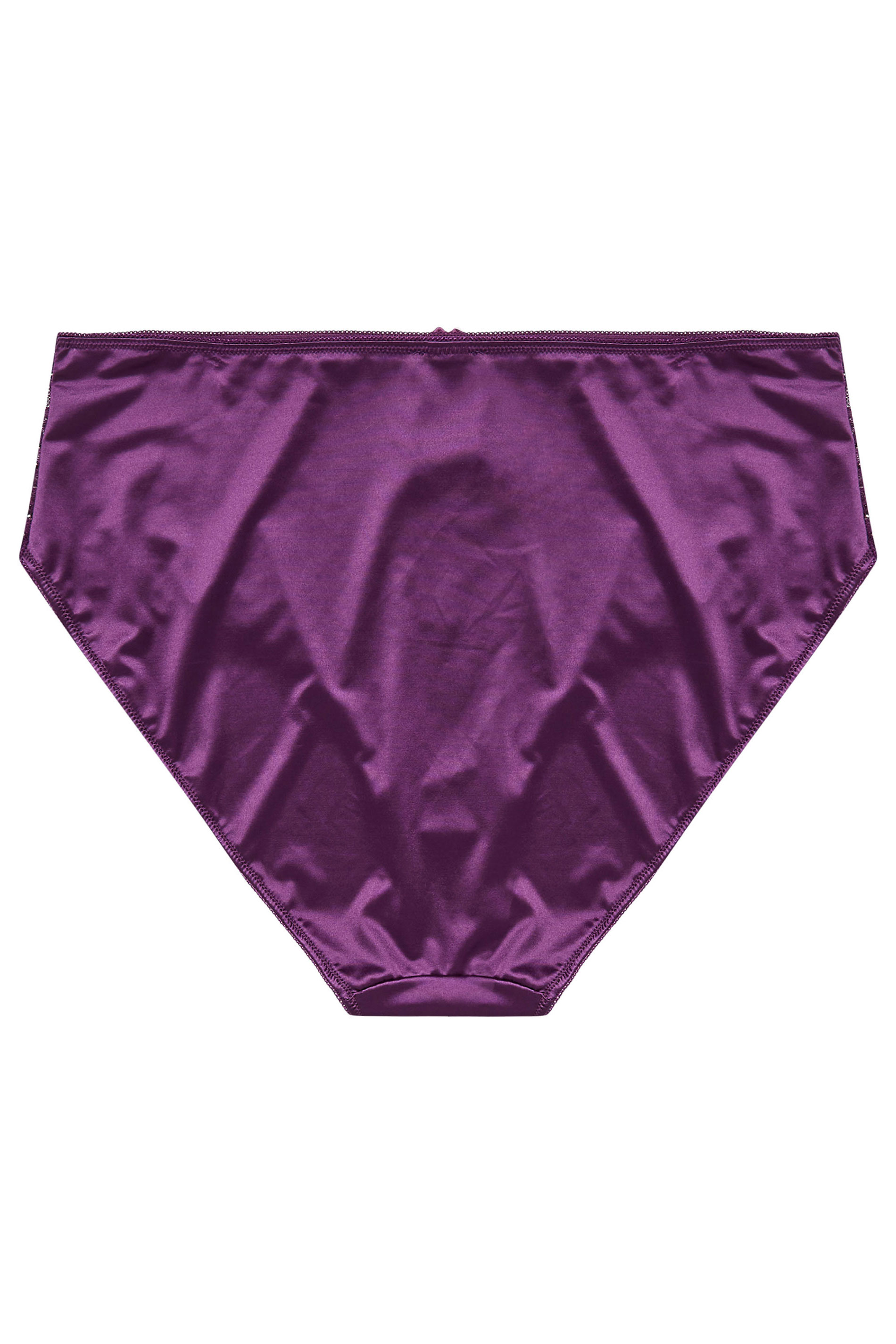 YOURS Plus Size Purple Satin Full Briefs | Yours Clothing 6