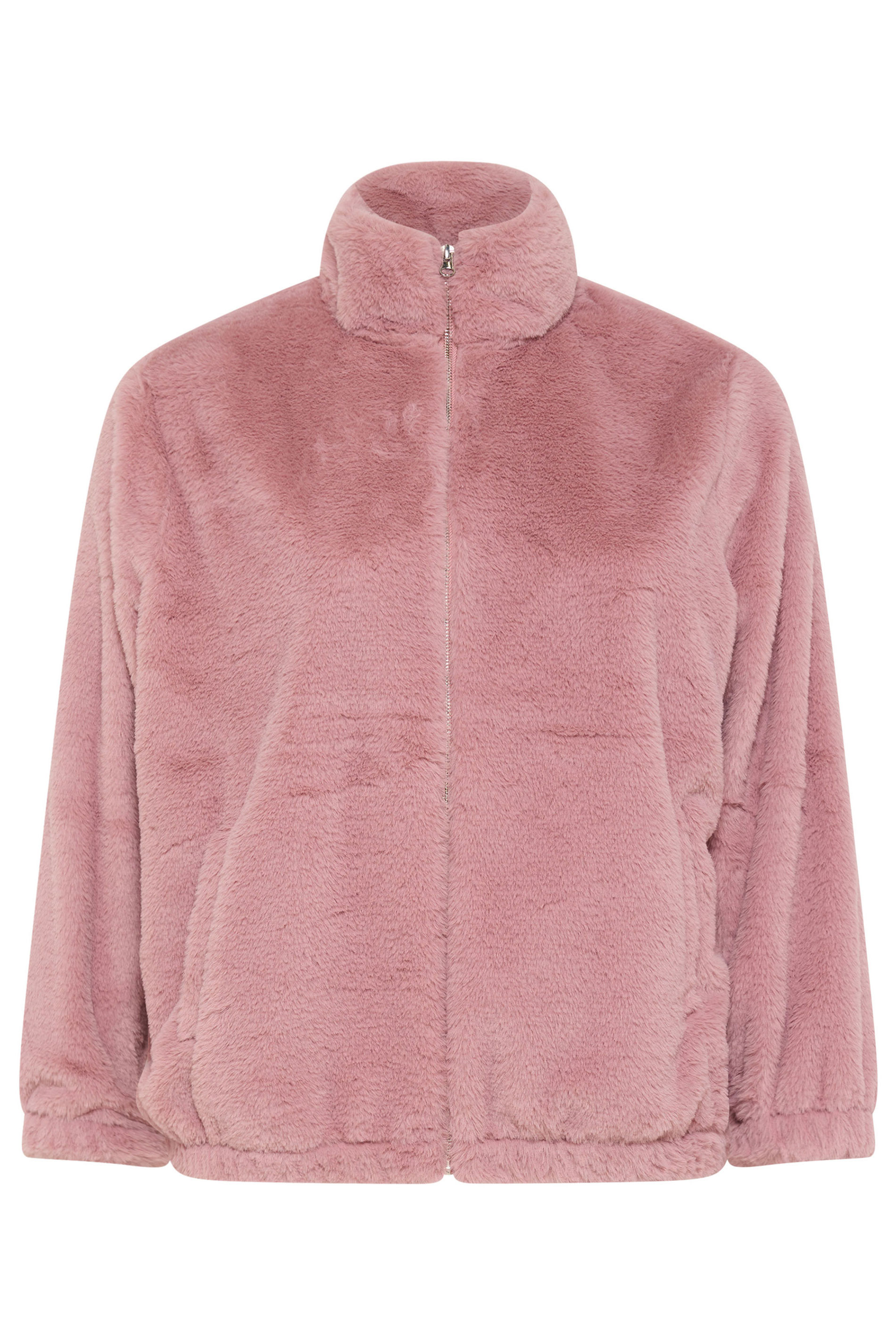 YOURS Plus Size Dusky Pink Faux Fur Fleece Jacket | Yours Clothing 5