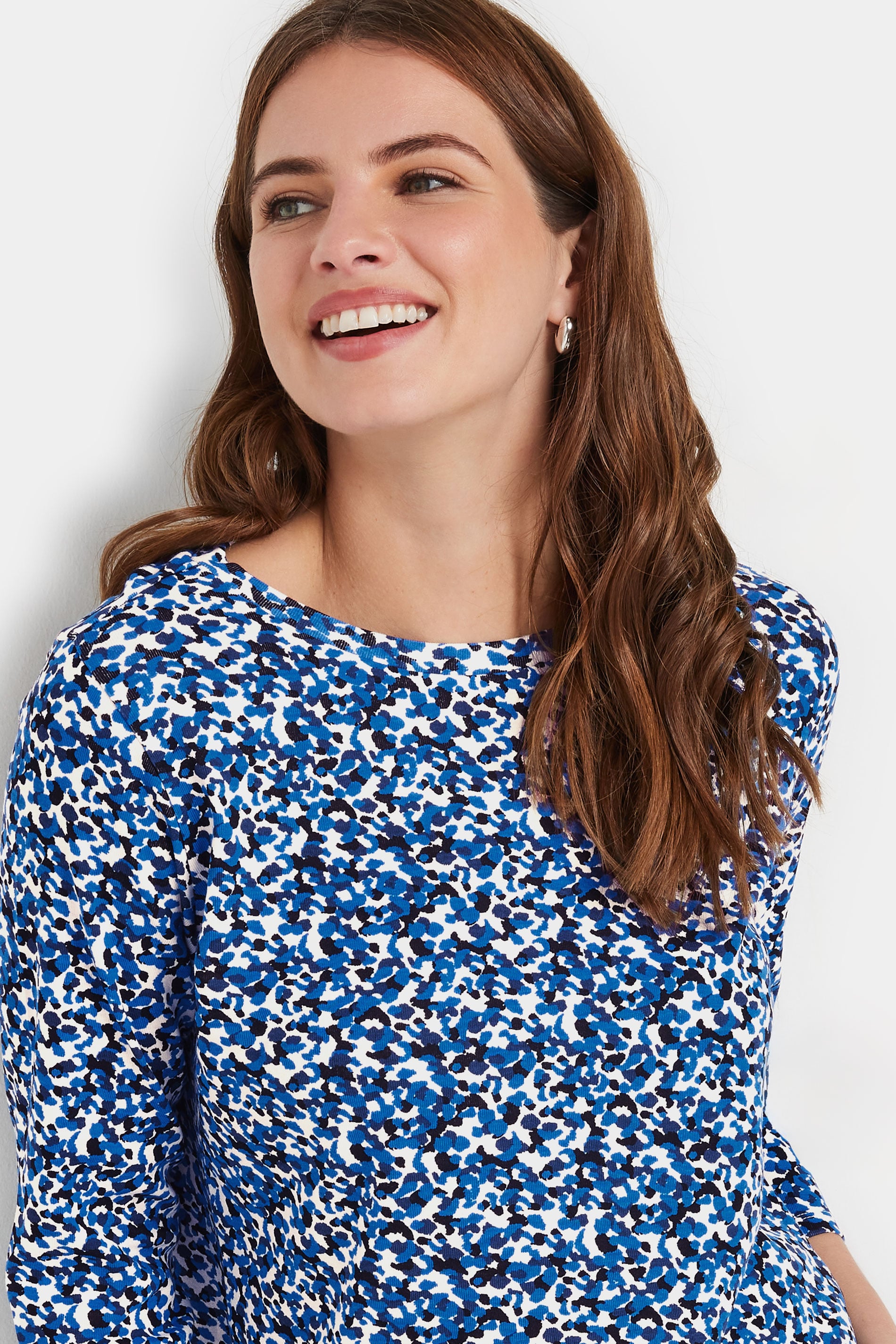 M&Co Blue Cotton Animal Print Slash Neck Top | M&Co 4