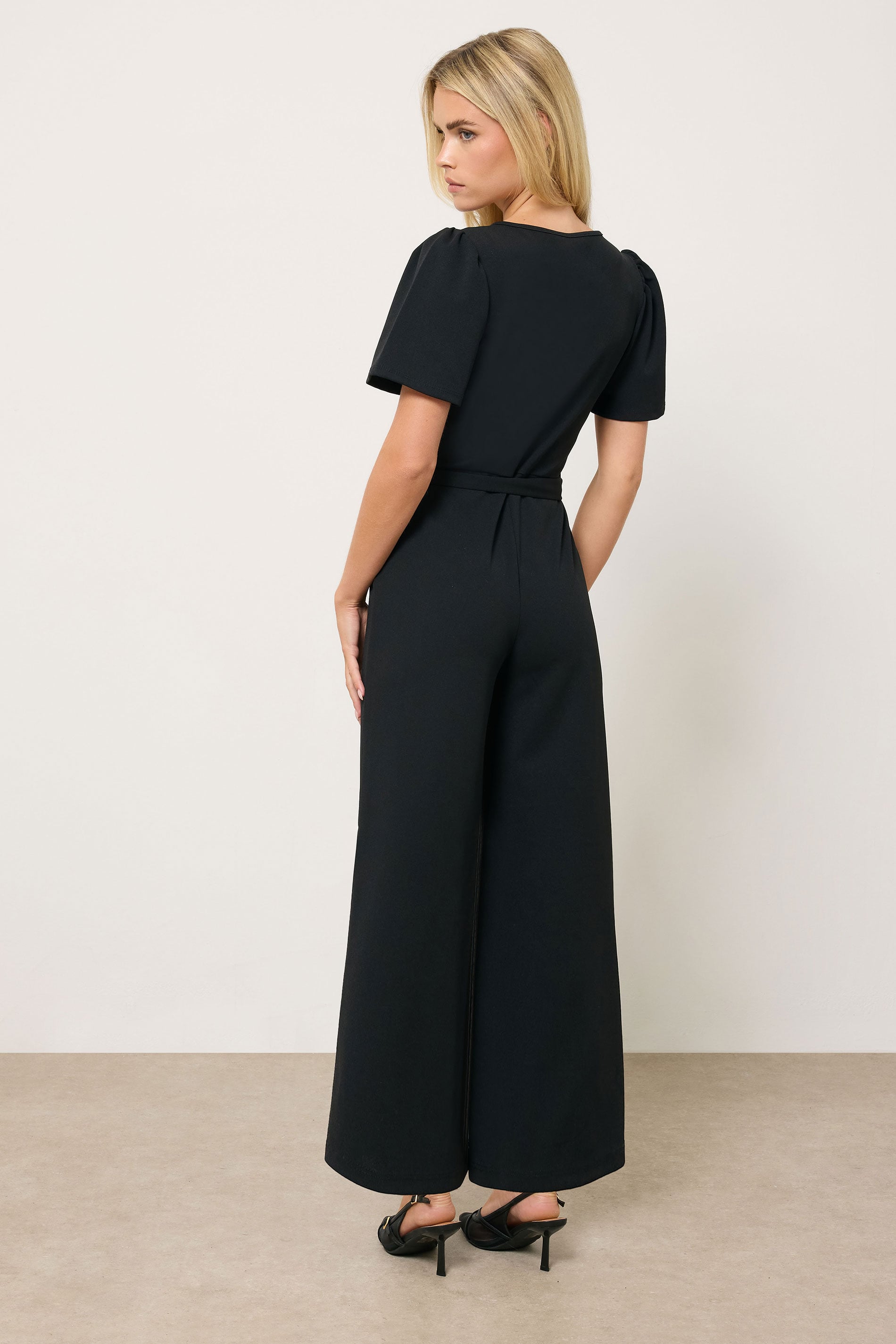 M&Co Petite Black Cropped Jumpsuit | M&Co 2