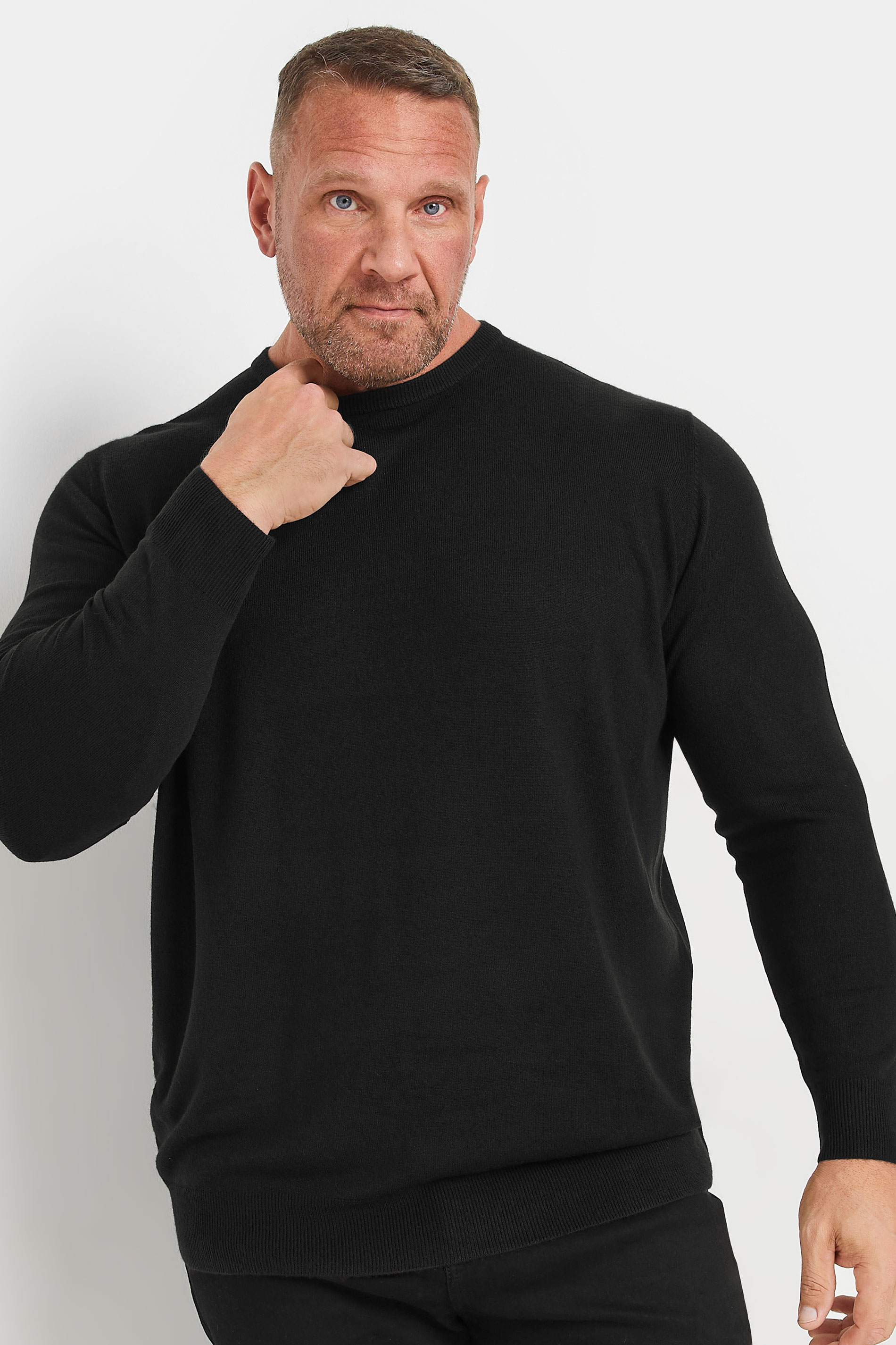 BadRhino Big & Tall Black Crew Neck Knitted Jumper | BadRhino 3