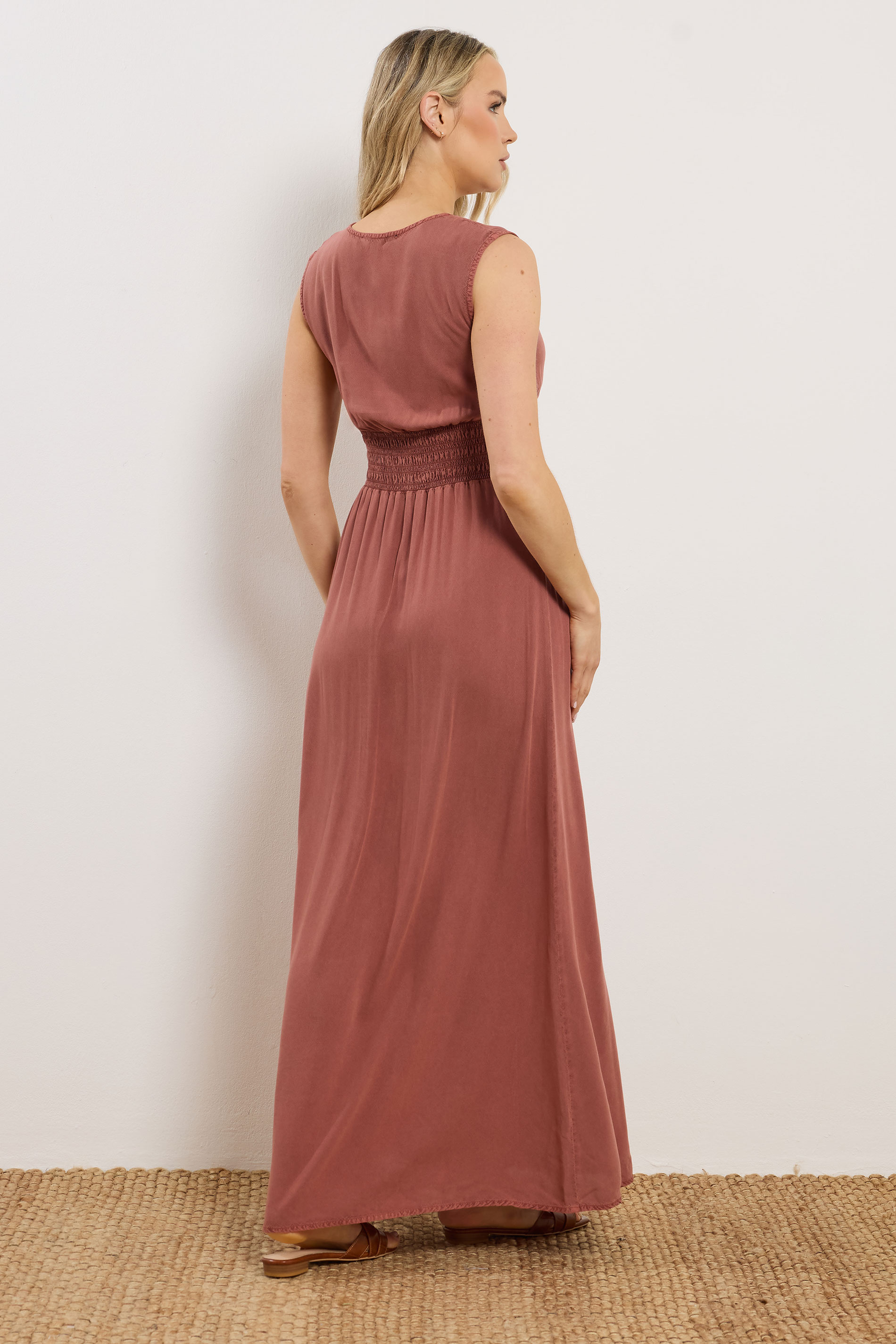 LTS Tall Women's Rust Orange Shirred Waist Maxi Dress | Long Tall Sally 1