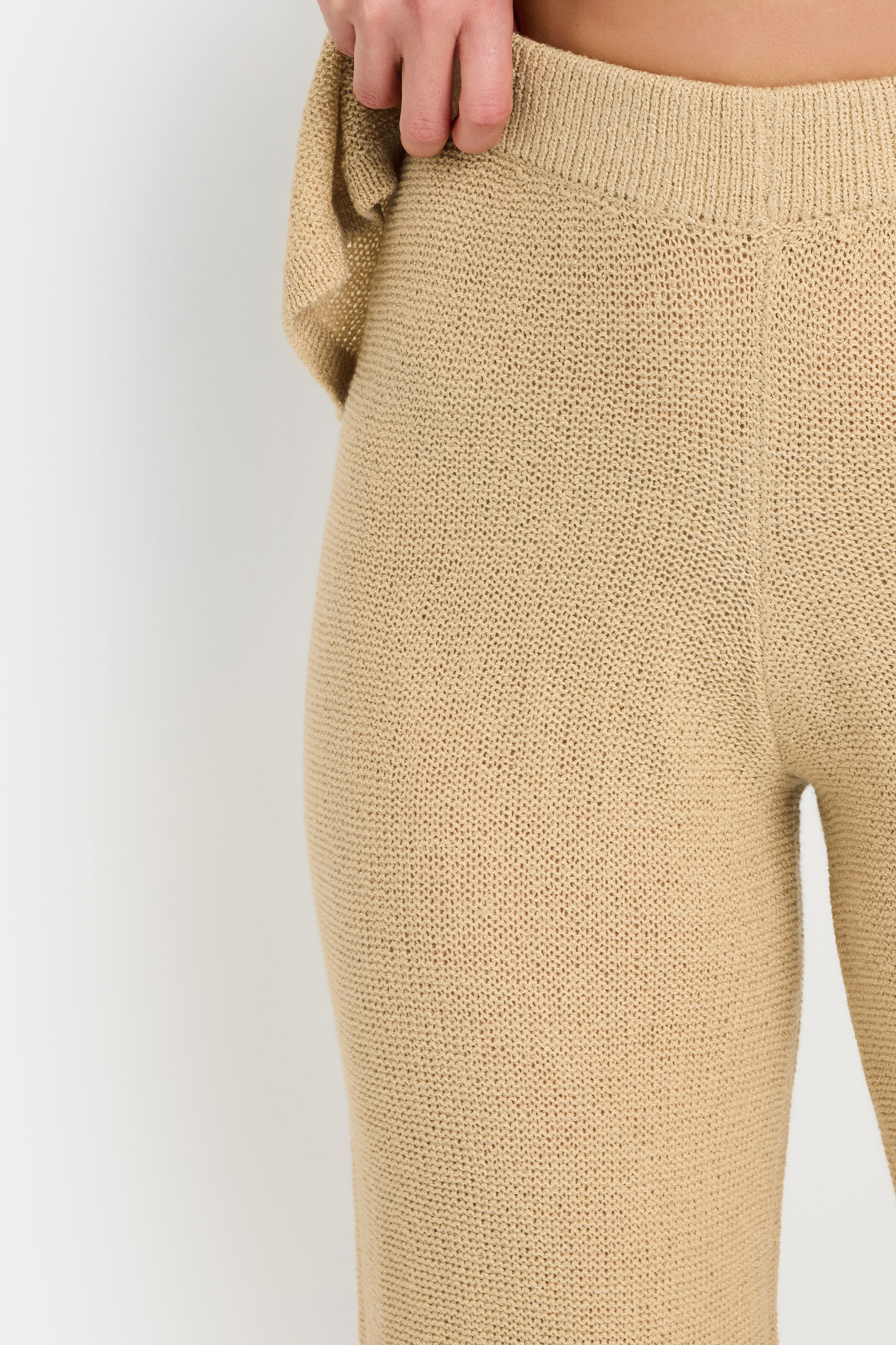 LTS Tall Natural Brown Knitted Wide Leg Trouser | Long Tall Sally 5