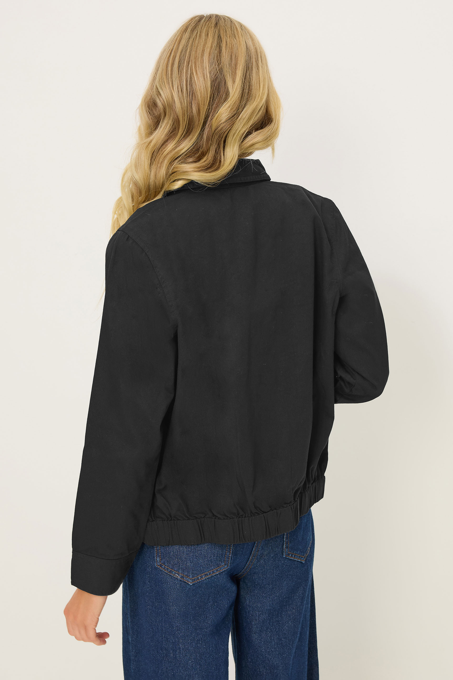 PixieGirl Black Cotton Collared Bomber Jacket | PixieGirl  2