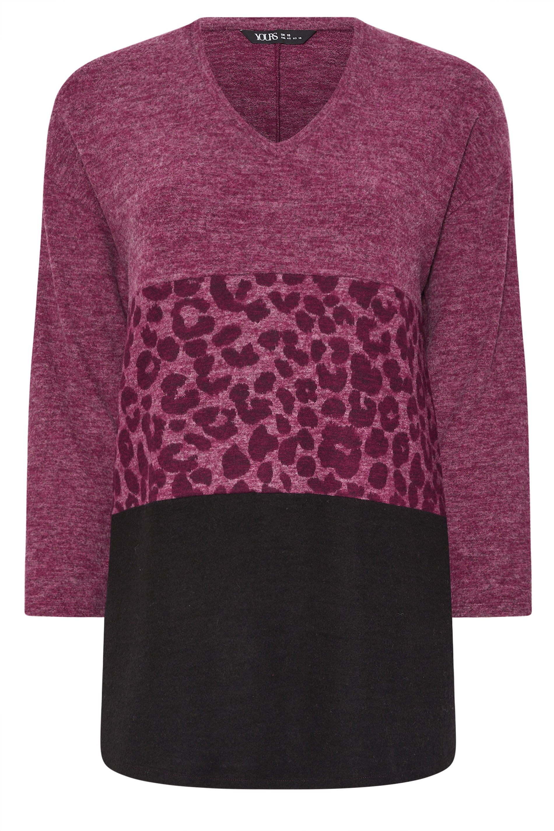 YOURS Plus Size Pink Animal Print Colourblock Top | Yours Clothing 5
