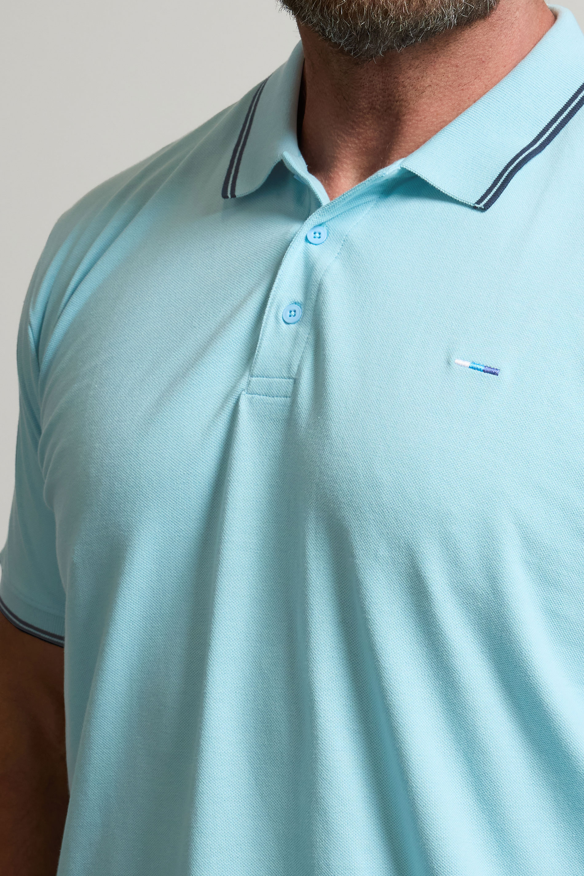 BadRhino Big & Tall 3 Pack Blue & Orange Tipped Polo Shirts | BadRhino 7