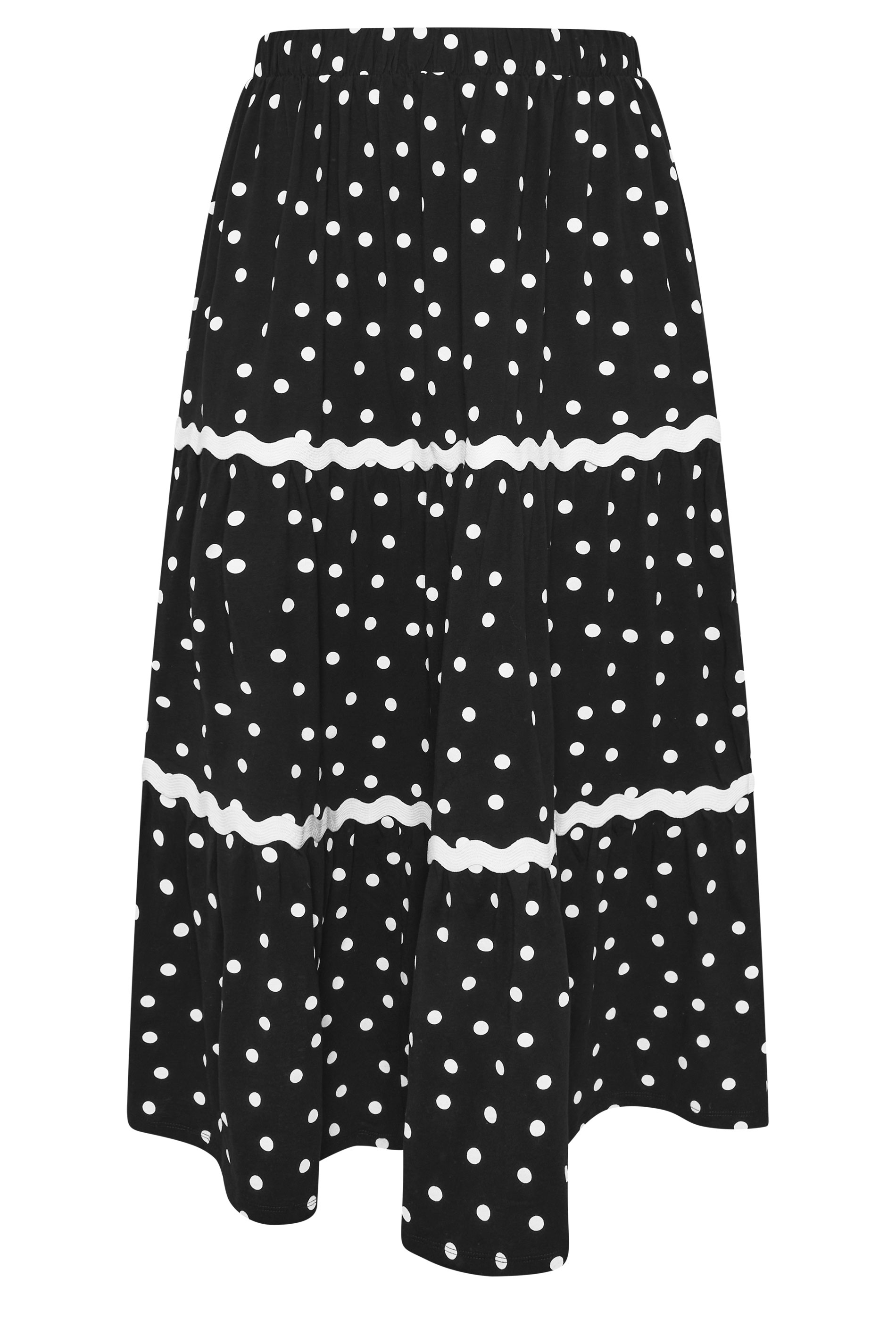 YOURS Plus Size Black Polka Dot Contrast Swirl Maxi Skirt | Yours Clothing 5