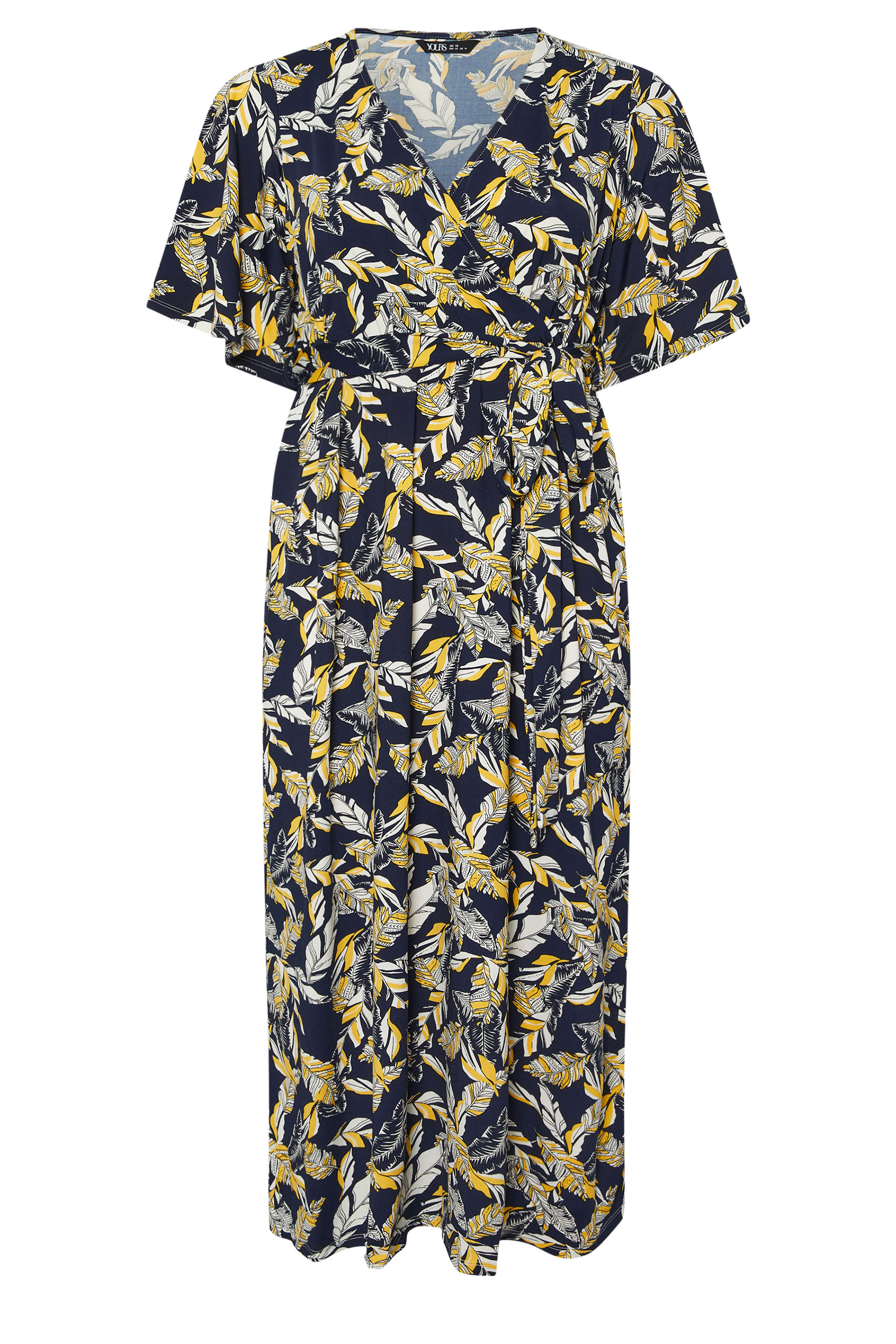 YOURS Plus Size Navy Blue Leaf Print Wrap Maxi Dress | Yours Clothing 5