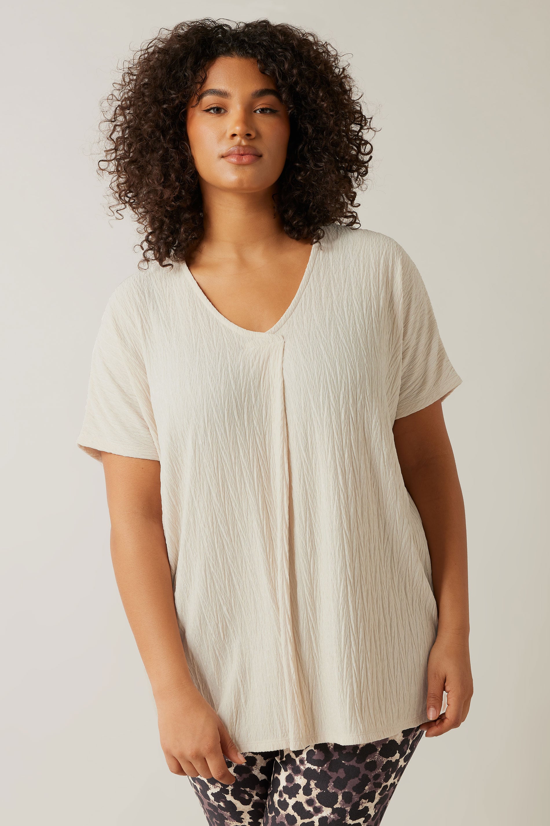 EVANS Plus Size Cream Plisse Pleat Front Top | Evans 3