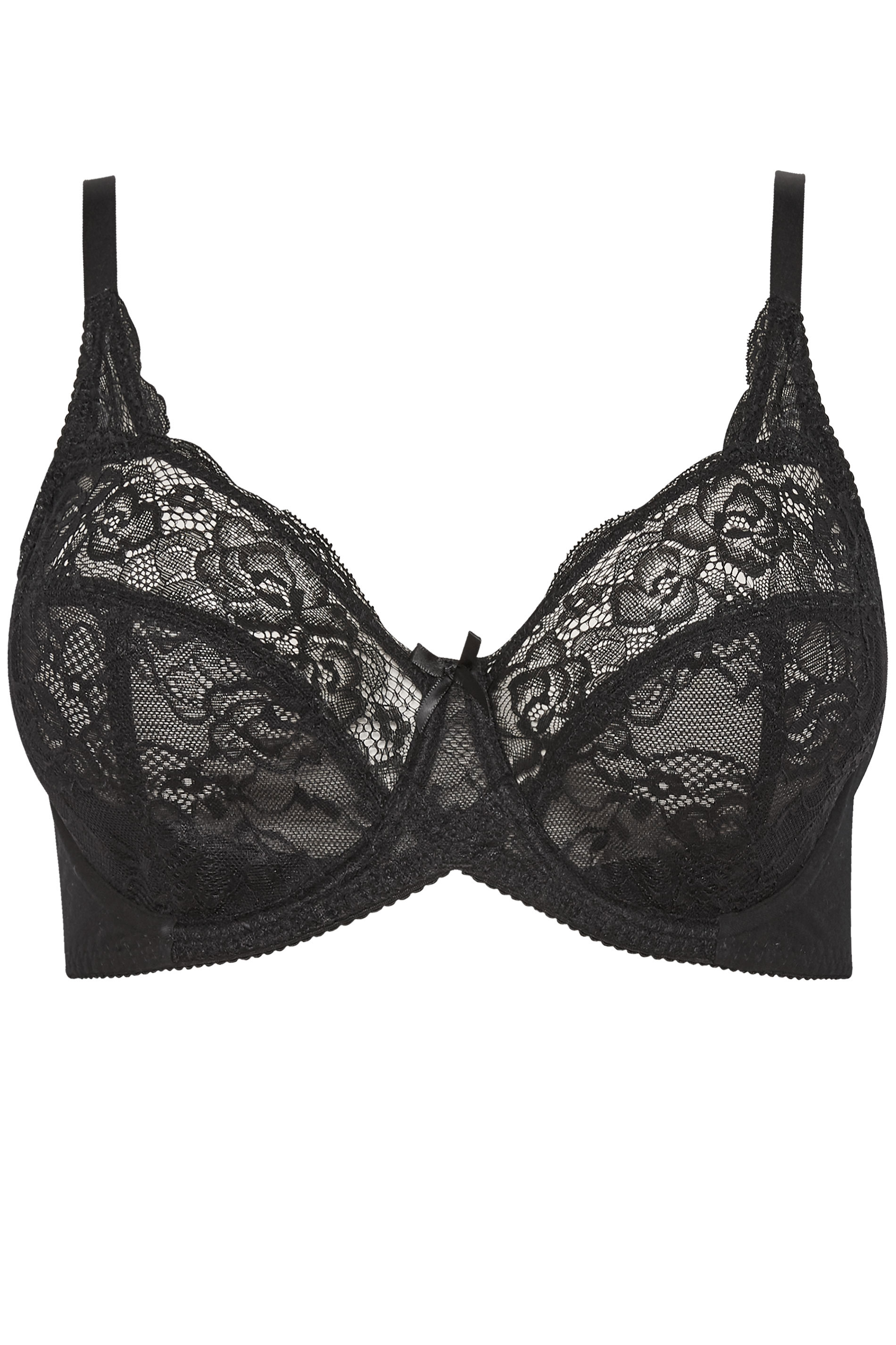 Plus Size 2 PACK Black & White Stretch Lace Non-Padded Underwired Balcony Bras | Yours Clothing 7