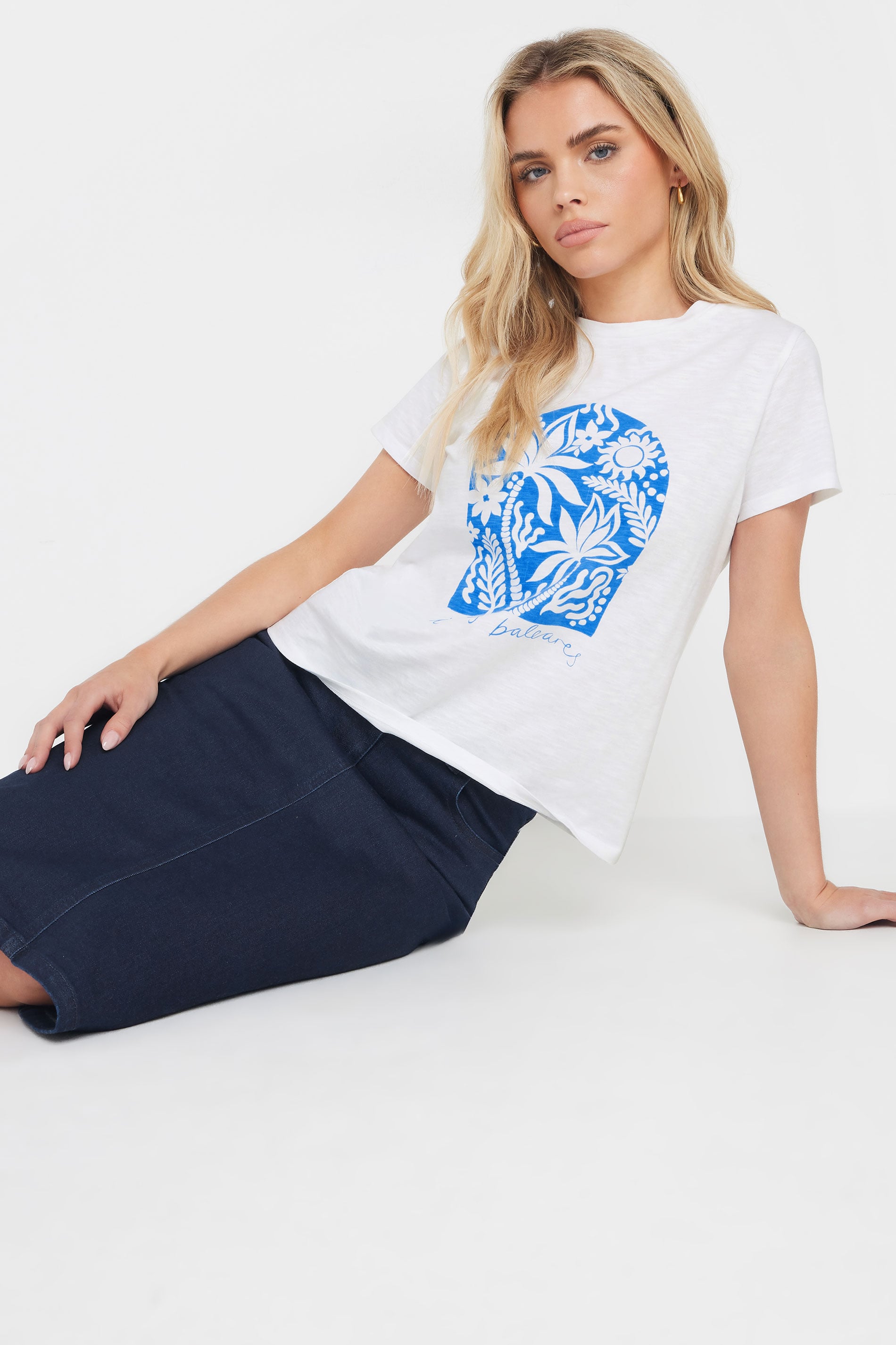 M&Co Petite Indigo Blue Midi Denim Skirt | M&Co 4