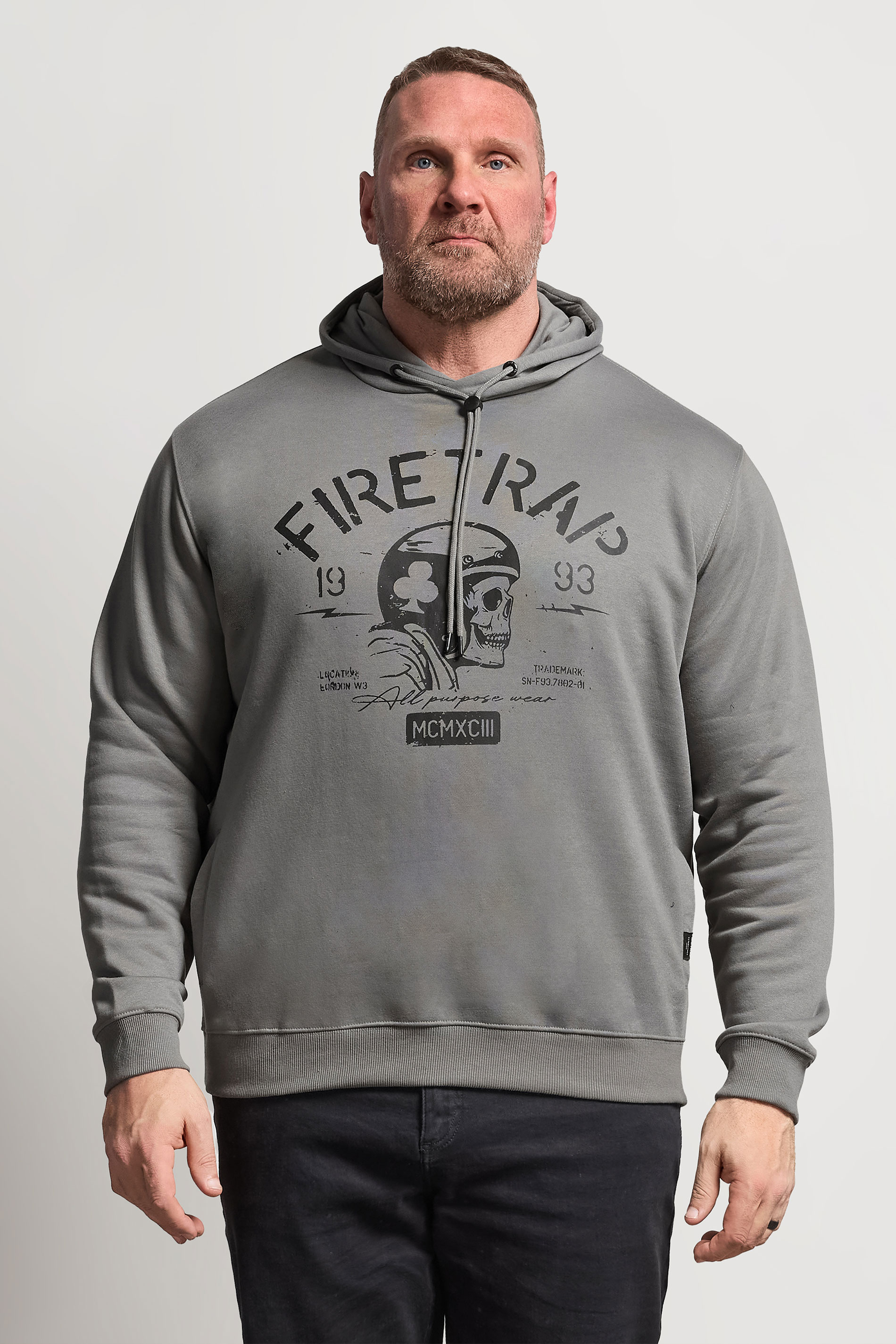 FIRETRAP Big & Tall Grey Hoodie | BadRhino 3