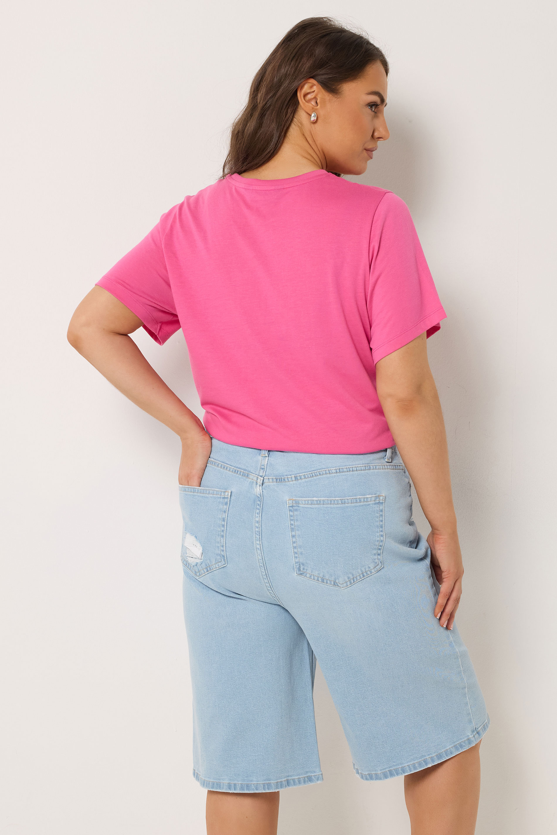 YOURS Plus Size Bleach Blue Denim Ripped Jorts | Yours Clothing 2