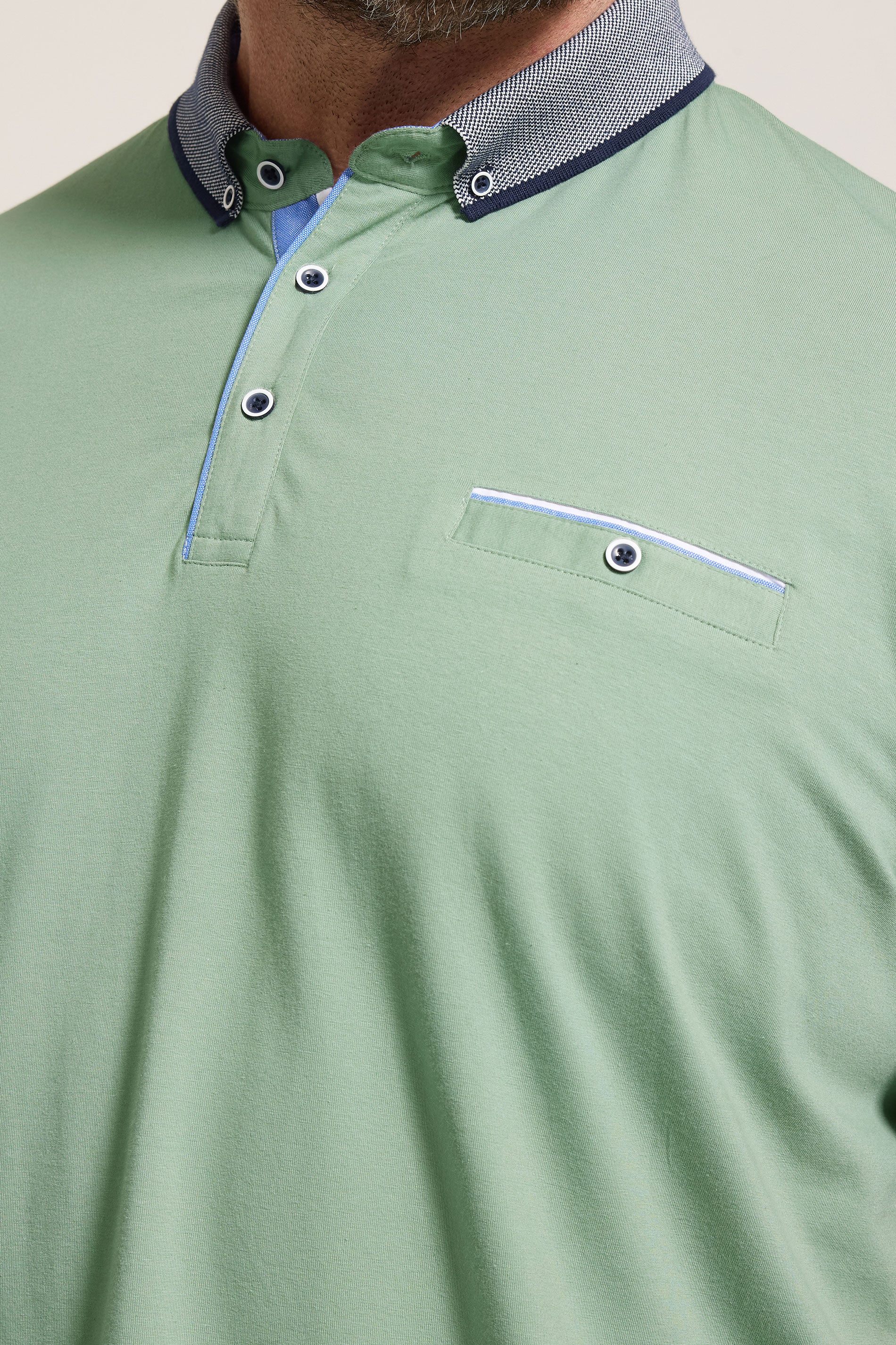 BadRhino Big & Tall Green Chambray Pocket Polo Shirt | BadRhino 5