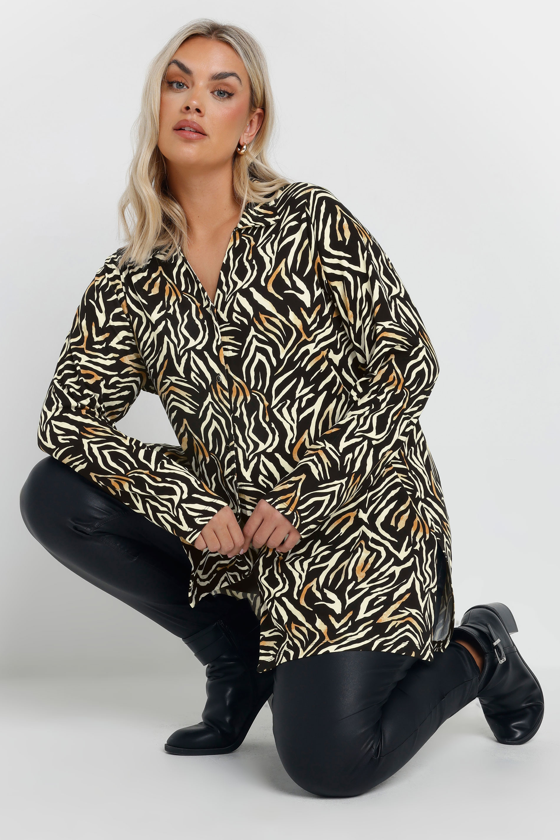 YOURS Plus Size Black Zebra Print Shirt | Yours Clothing 1