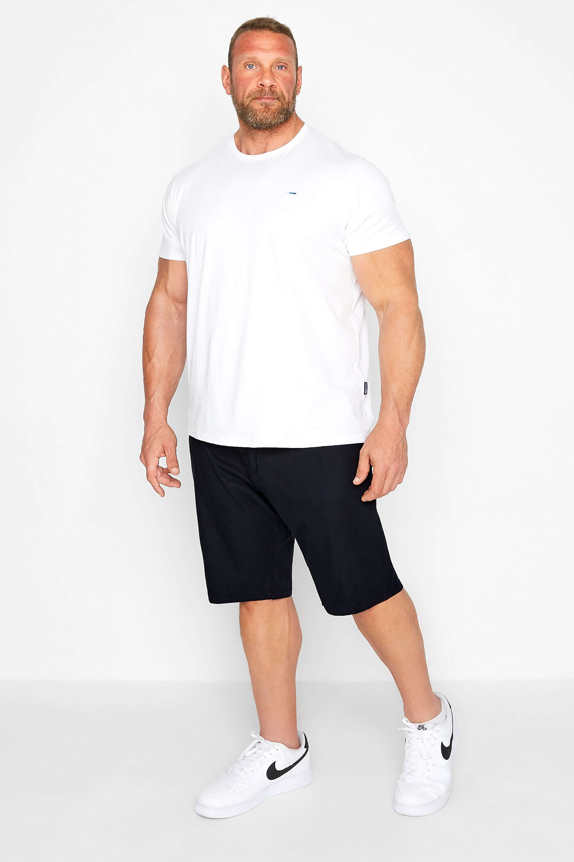 KAM Big & Tall Navy Blue Belted Oxford Shorts | BadRhino  1